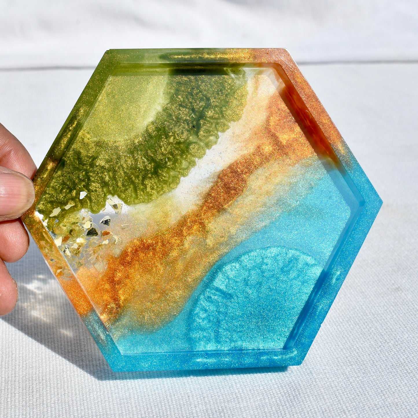 Hexagon Coasters – Assorted Gemstones Collection (set of 4)