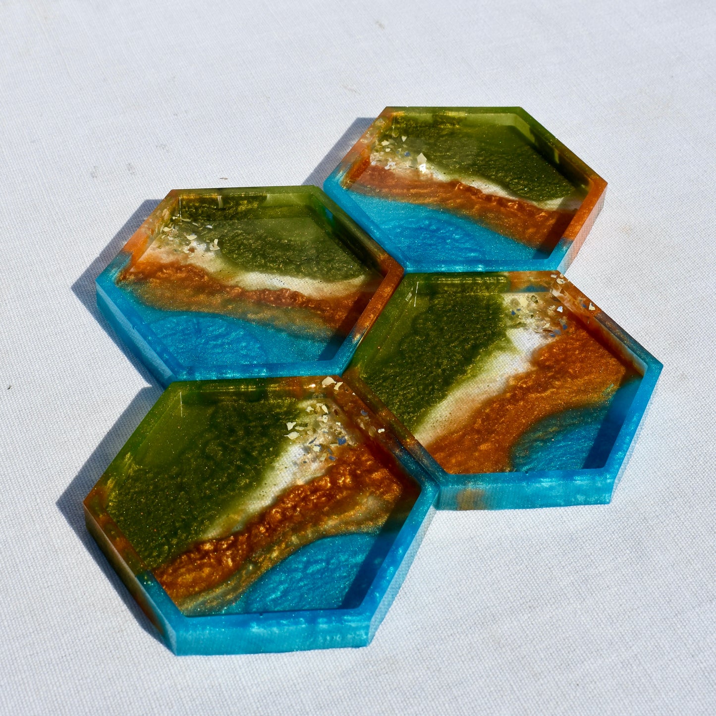 Hexagon Coasters – Assorted Gemstones Collection (set of 4)