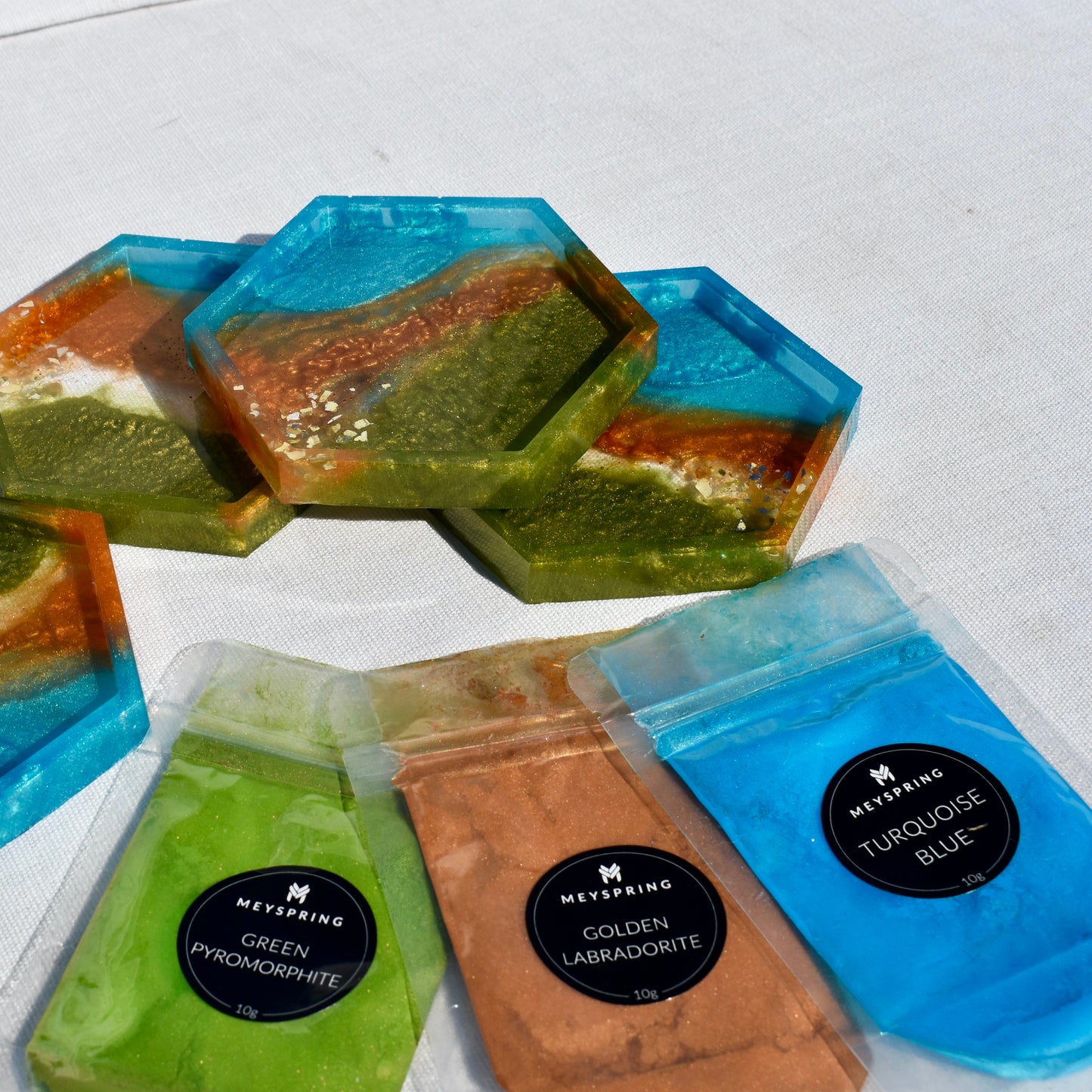 Hexagon Coasters – Assorted Gemstones Collection (set of 4)