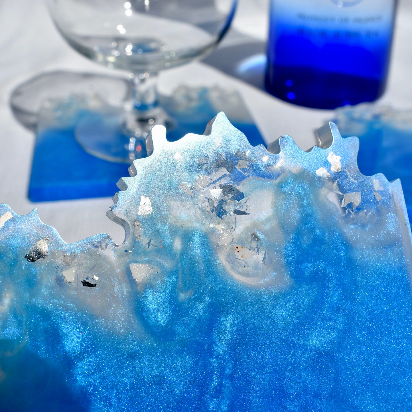 Elegant Wave Edge Resin Coasters • Holiday Coaster Set