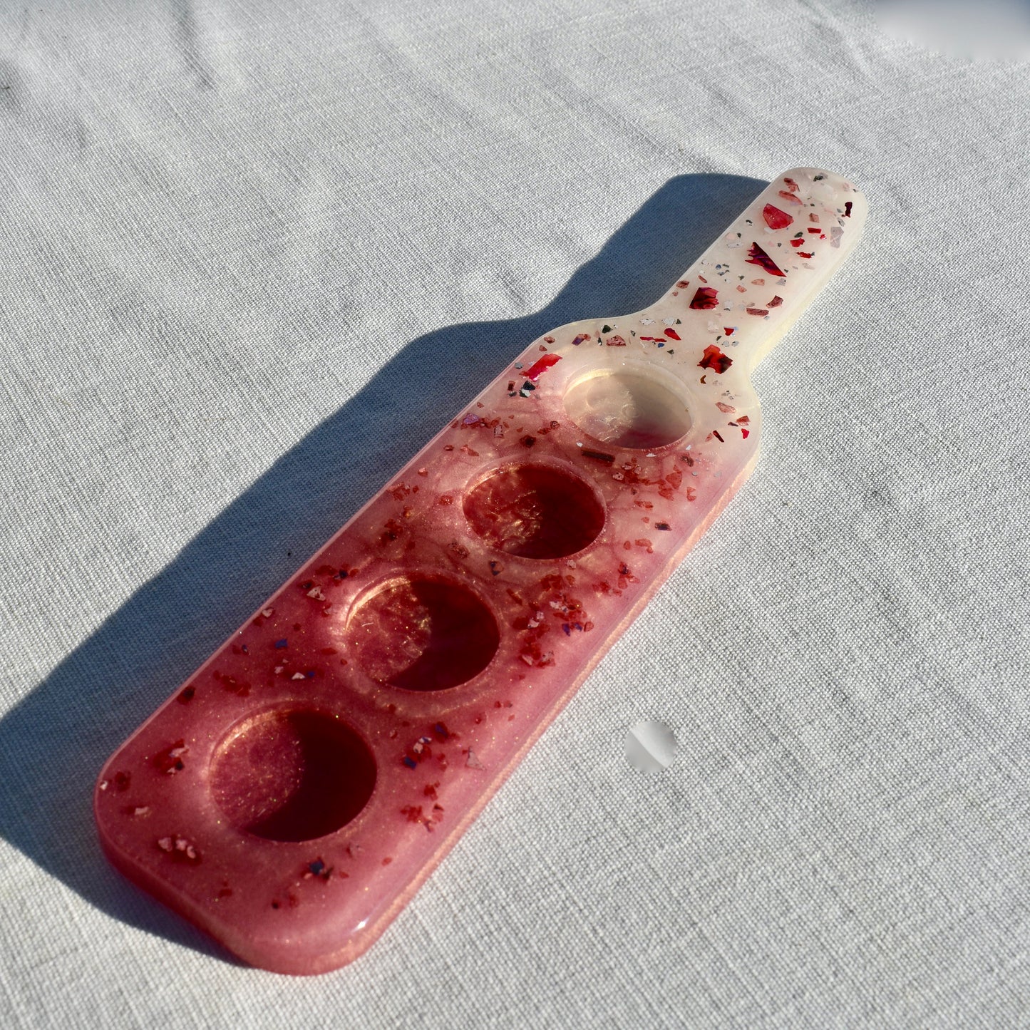 Rose Colored Shot Glass Paddle • Beer Flight Set • Candle Holder