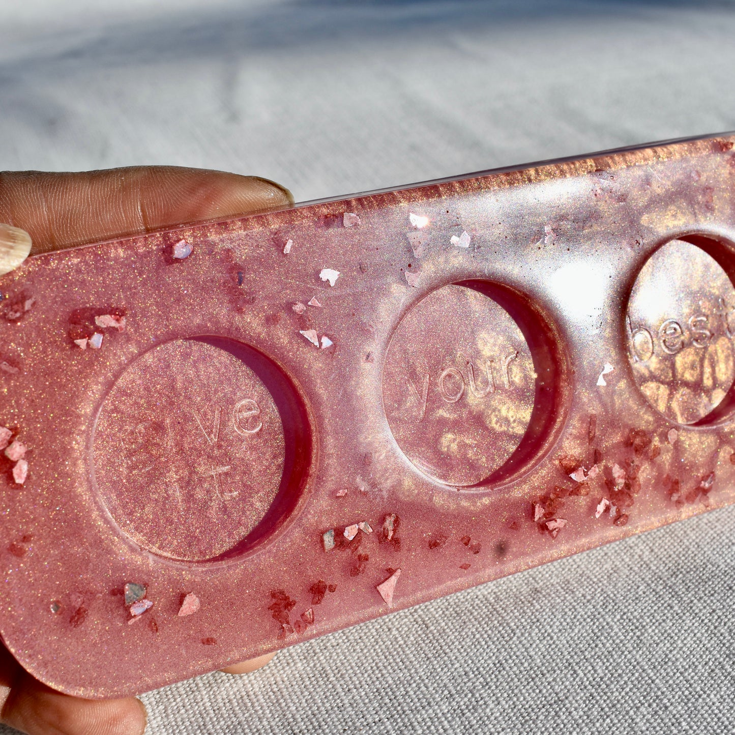 Rose Colored Shot Glass Paddle • Beer Flight Set • Candle Holder