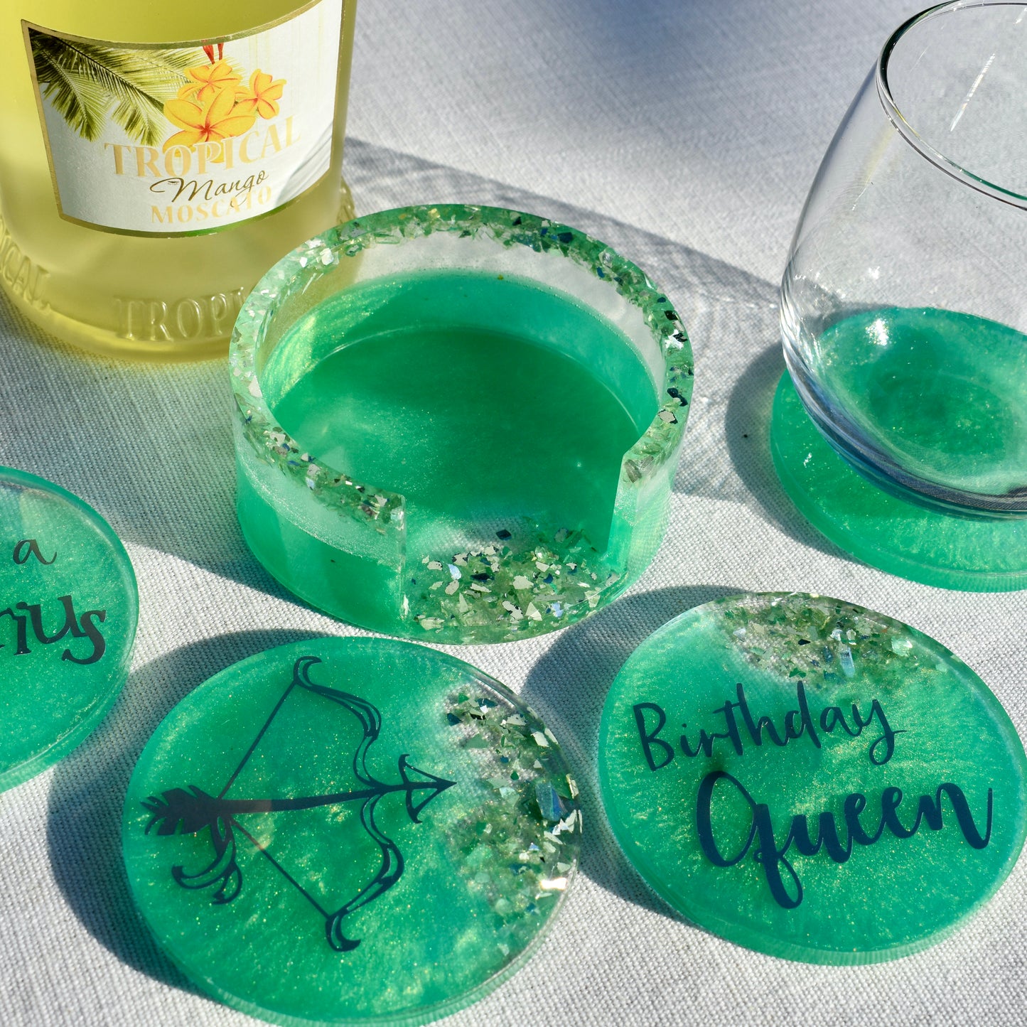 LEO - Personalized Birthday Zodiac Coasters with Holder