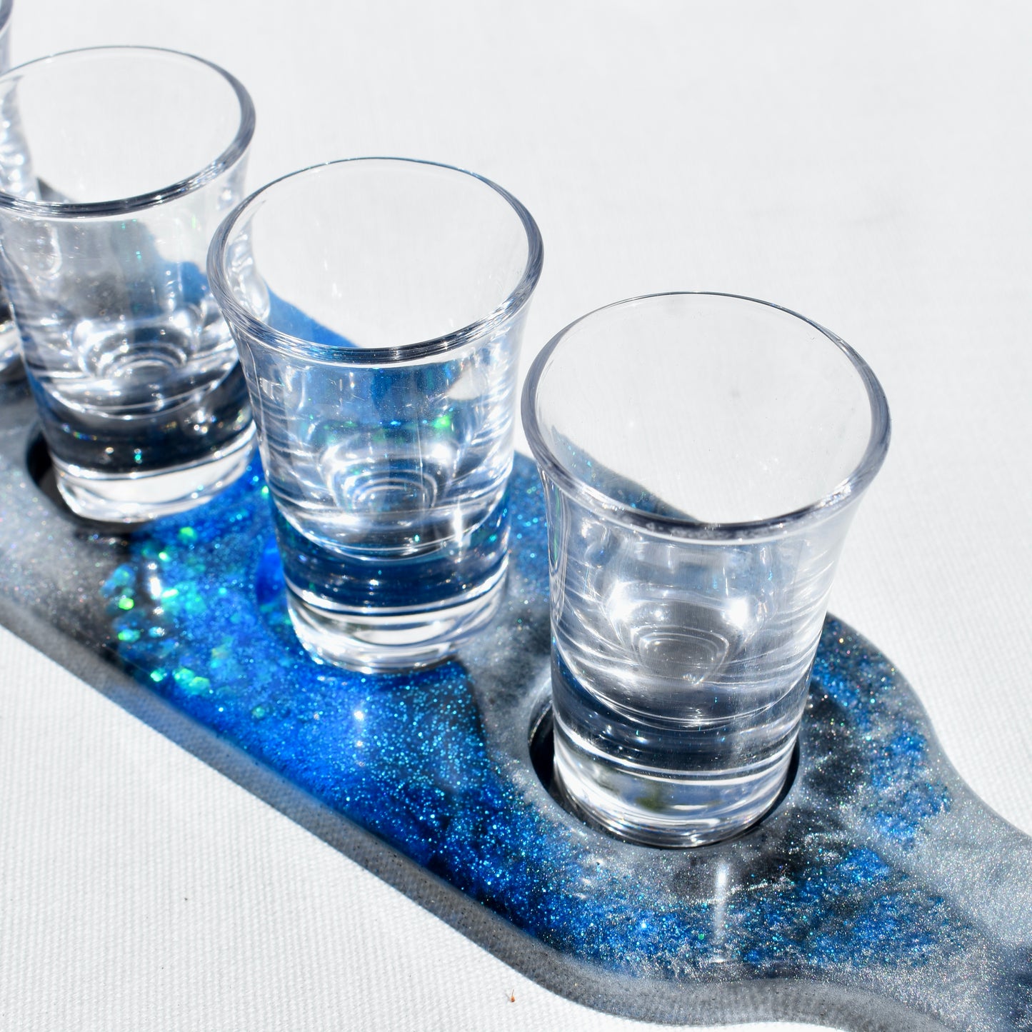 Law Enforcement Shot Glass Paddle • Black & Blue Shot Glass Paddle • Blue Line Beer Flight