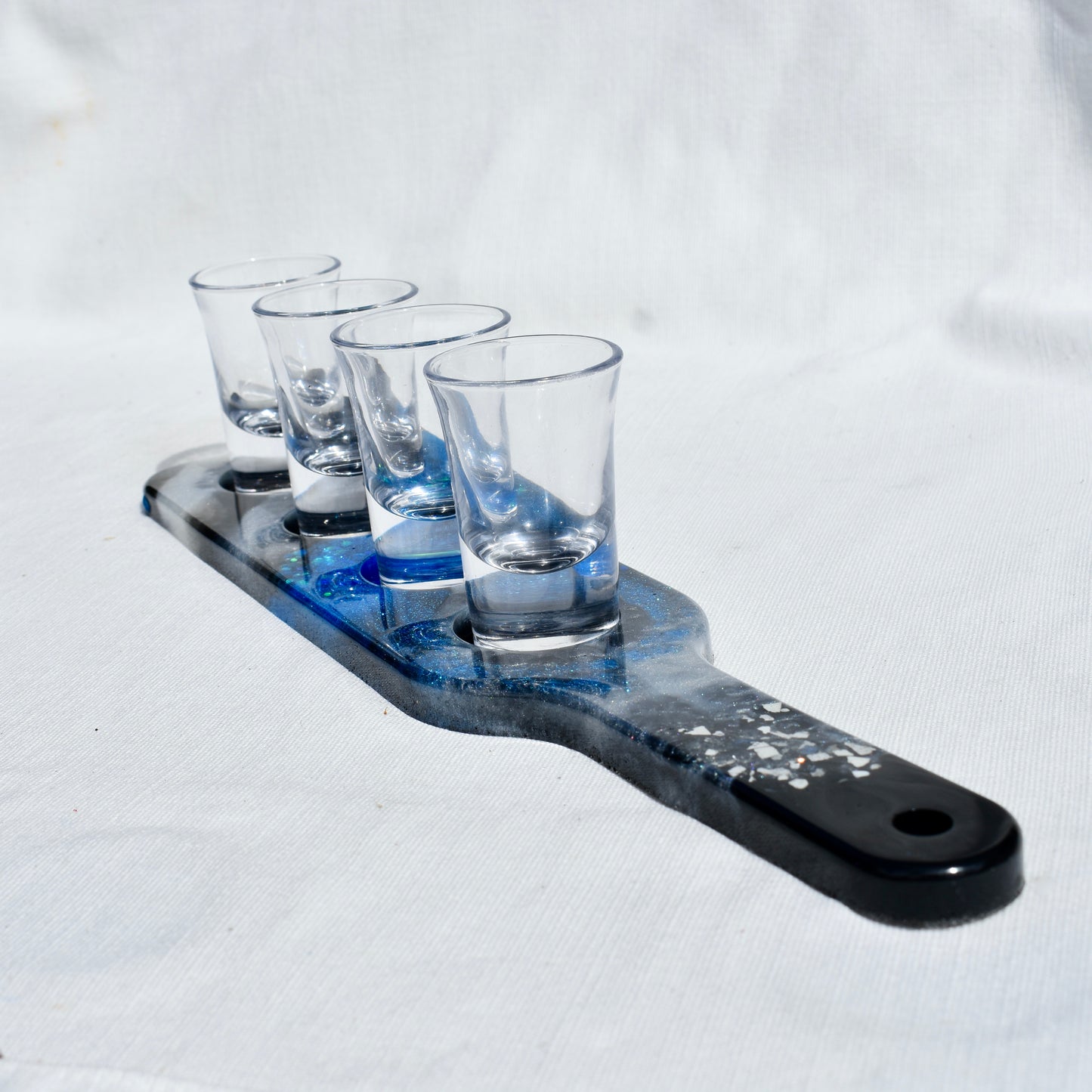 Law Enforcement Shot Glass Paddle • Black & Blue Shot Glass Paddle • Blue Line Beer Flight