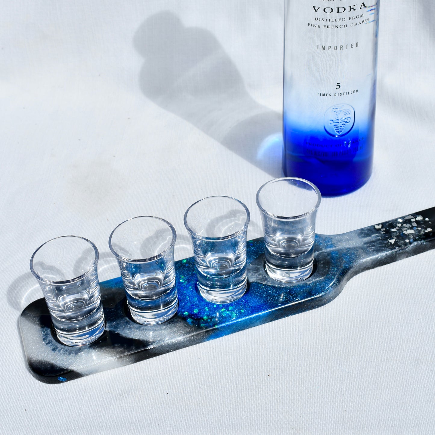 Law Enforcement Shot Glass Paddle • Black & Blue Shot Glass Paddle • Blue Line Beer Flight