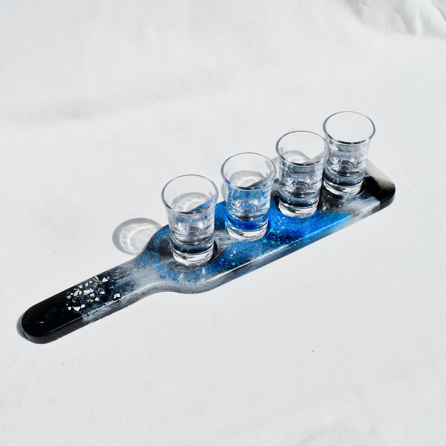 Law Enforcement Shot Glass Paddle • Black & Blue Shot Glass Paddle • Blue Line Beer Flight