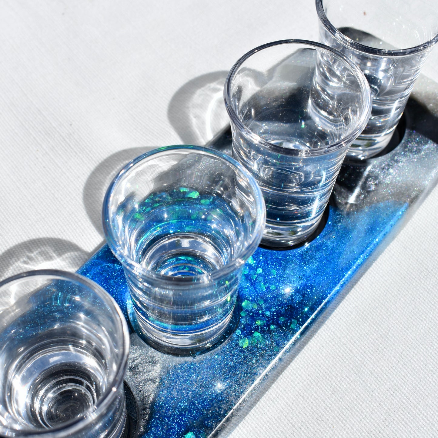 Law Enforcement Shot Glass Paddle • Black & Blue Shot Glass Paddle • Blue Line Beer Flight