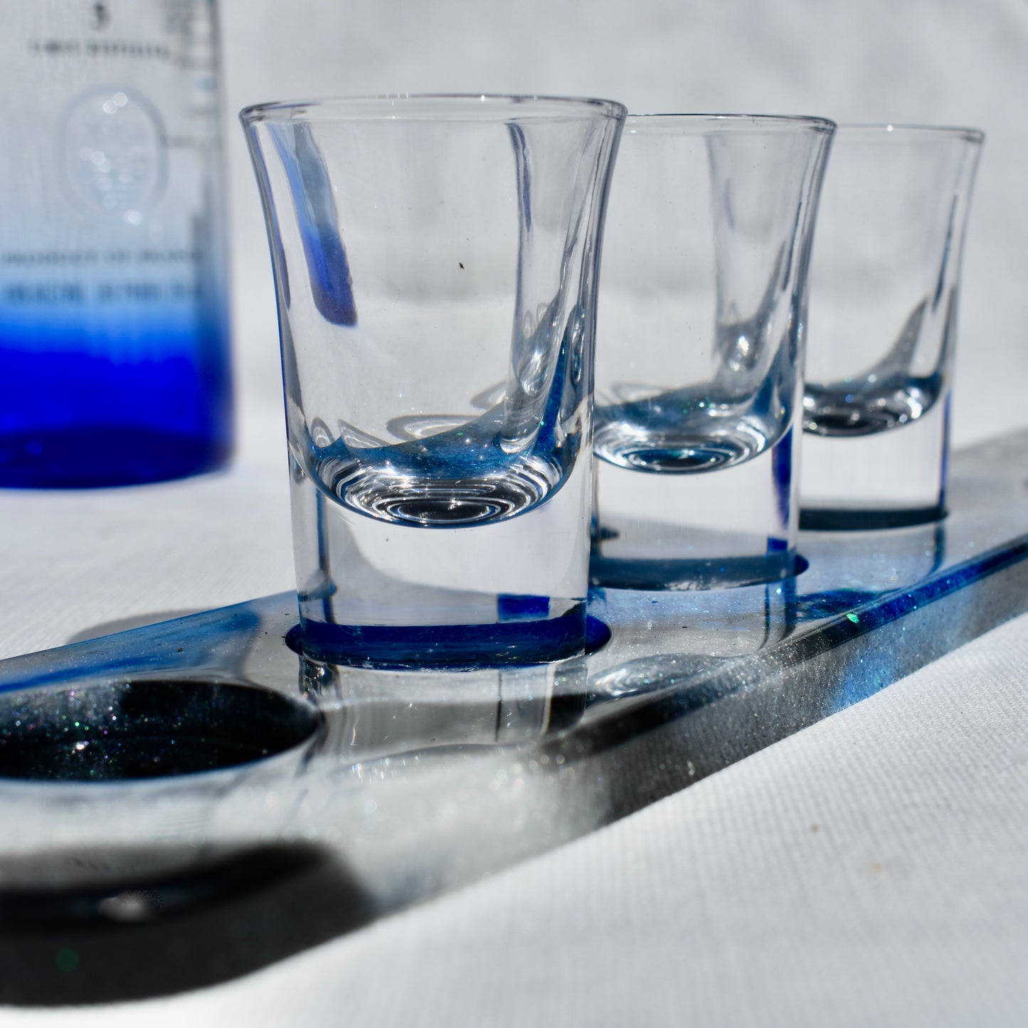 Law Enforcement Shot Glass Paddle • Black & Blue Shot Glass Paddle • Blue Line Beer Flight