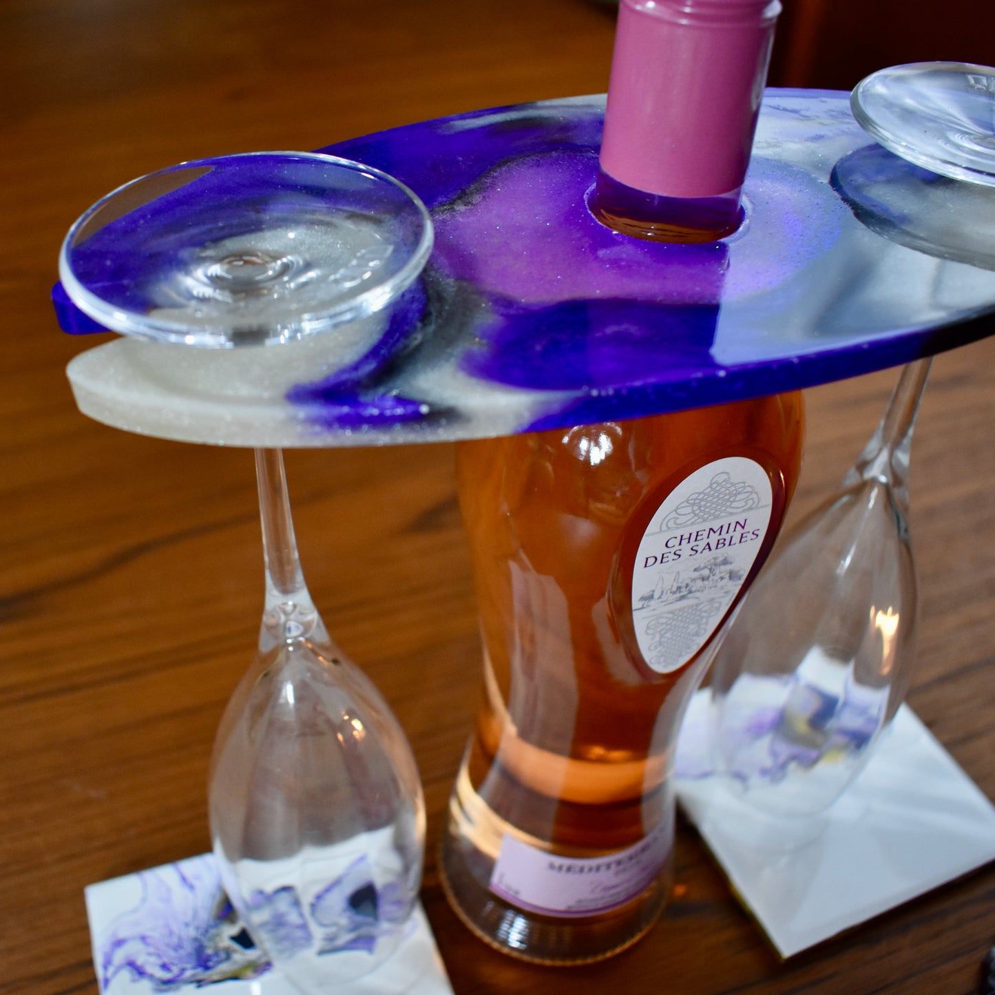 Pink & White/Purple & White Wine Butler-Bottle Caddy