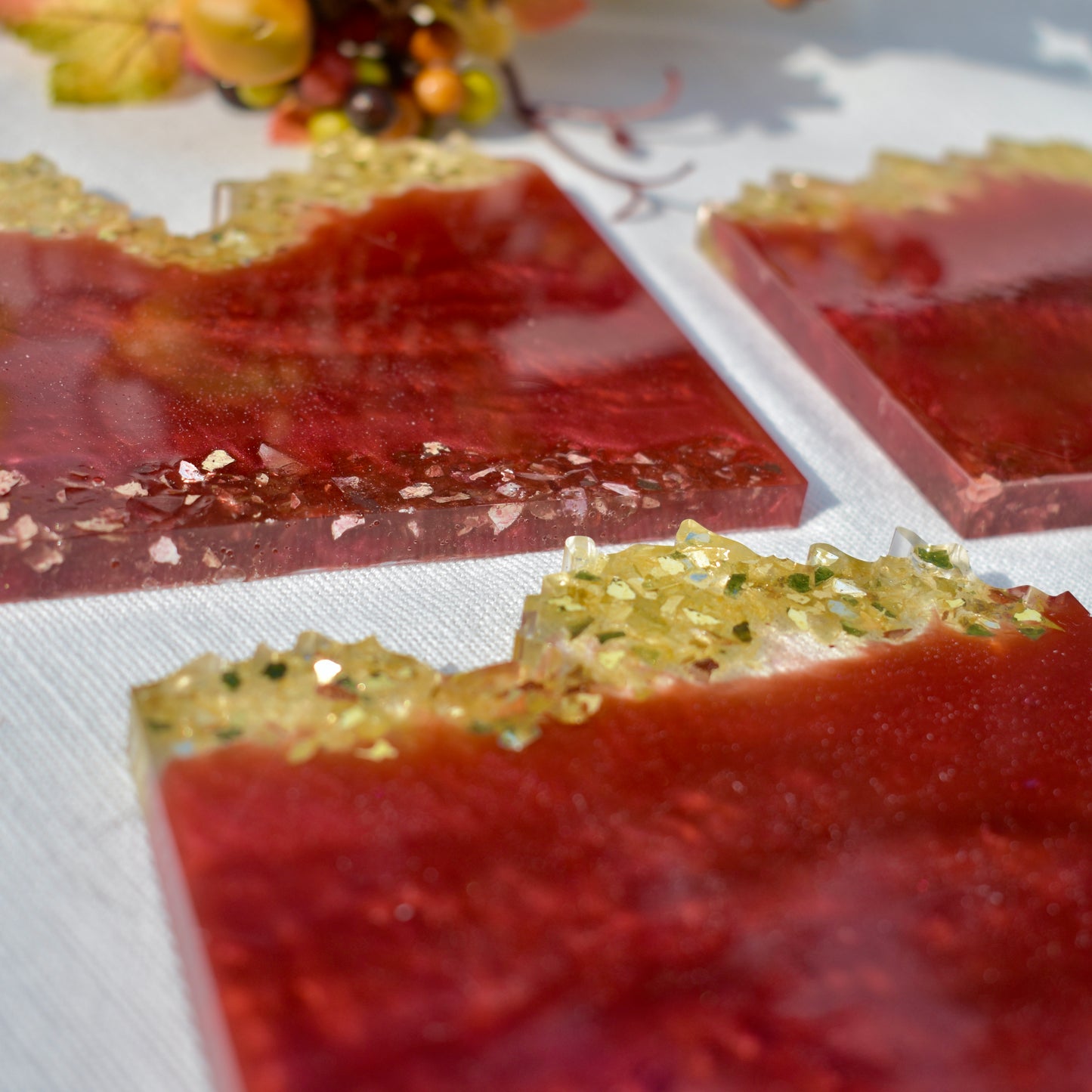 Elegant Wave Edge Resin Coasters • Holiday Coaster Set