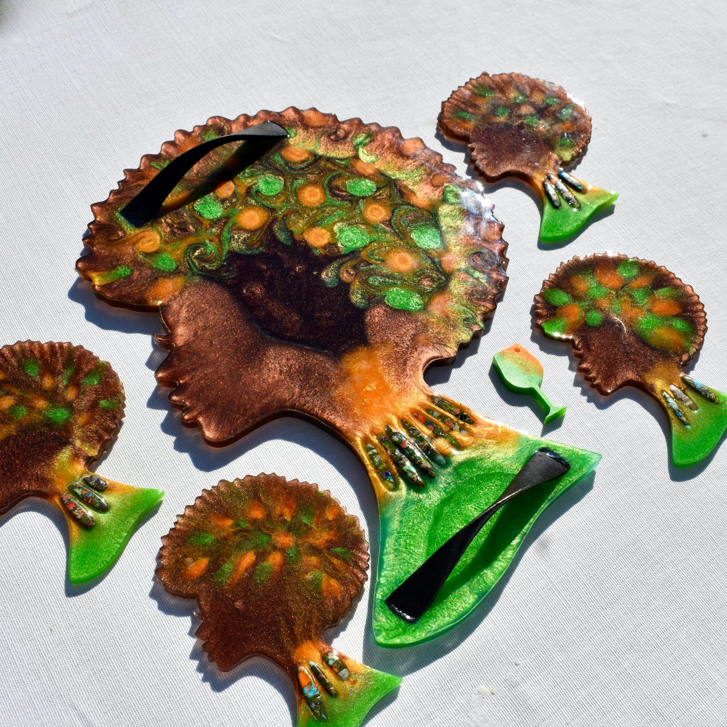 Alumni Serving Tray Set • Afro Woman Serving Tray w Coasters • FAMU Gift