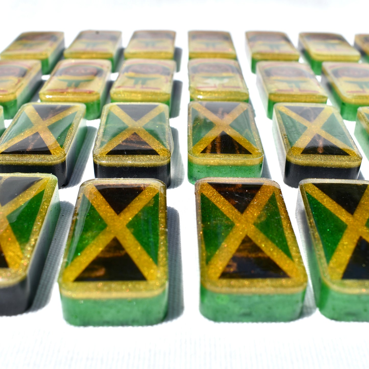 Jamaican Themed Dominoes • Jamaican Flag Dominos • Double Six Dominos Set