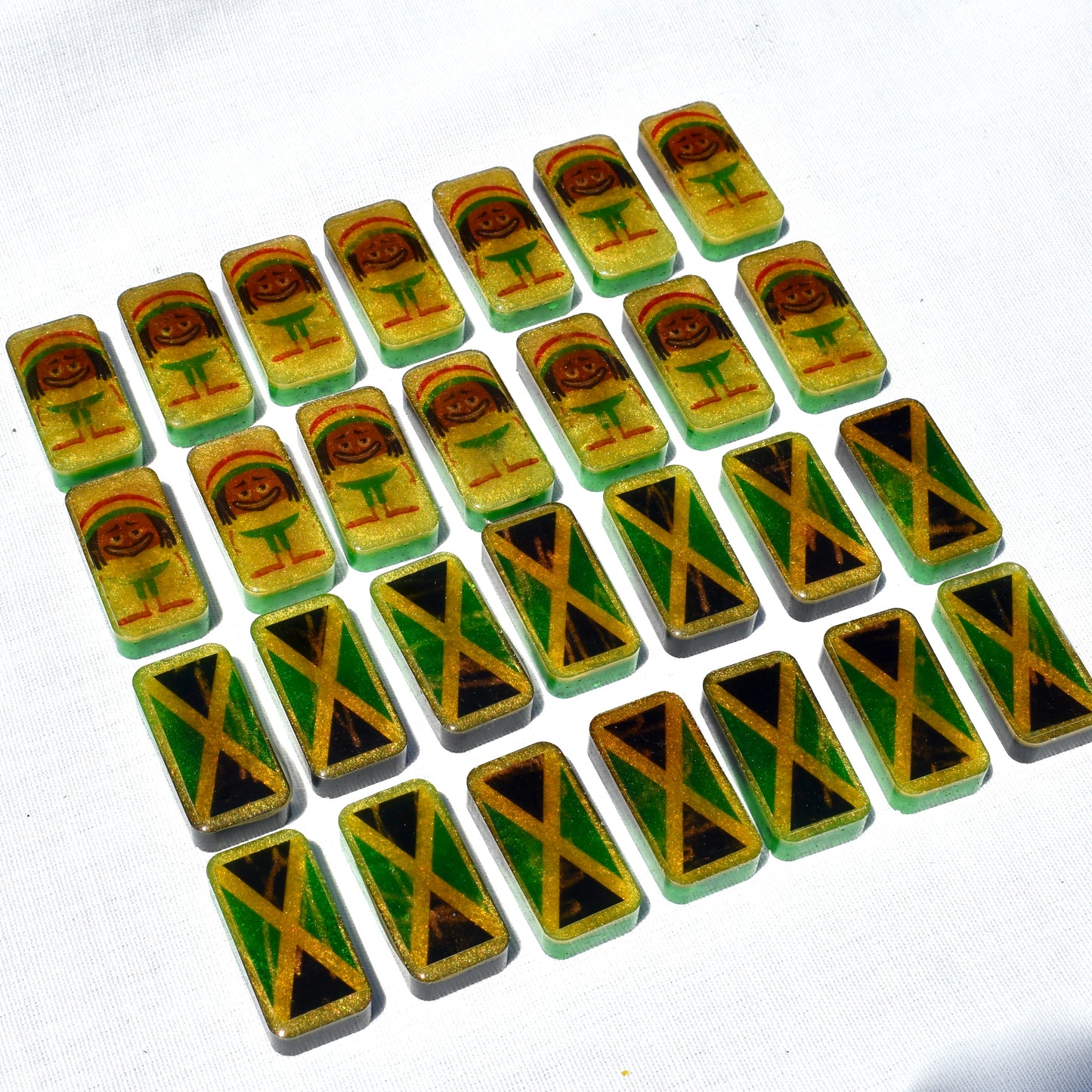 Jamaican Themed Dominoes • Jamaican Flag Dominos • Double Six Dominos Set