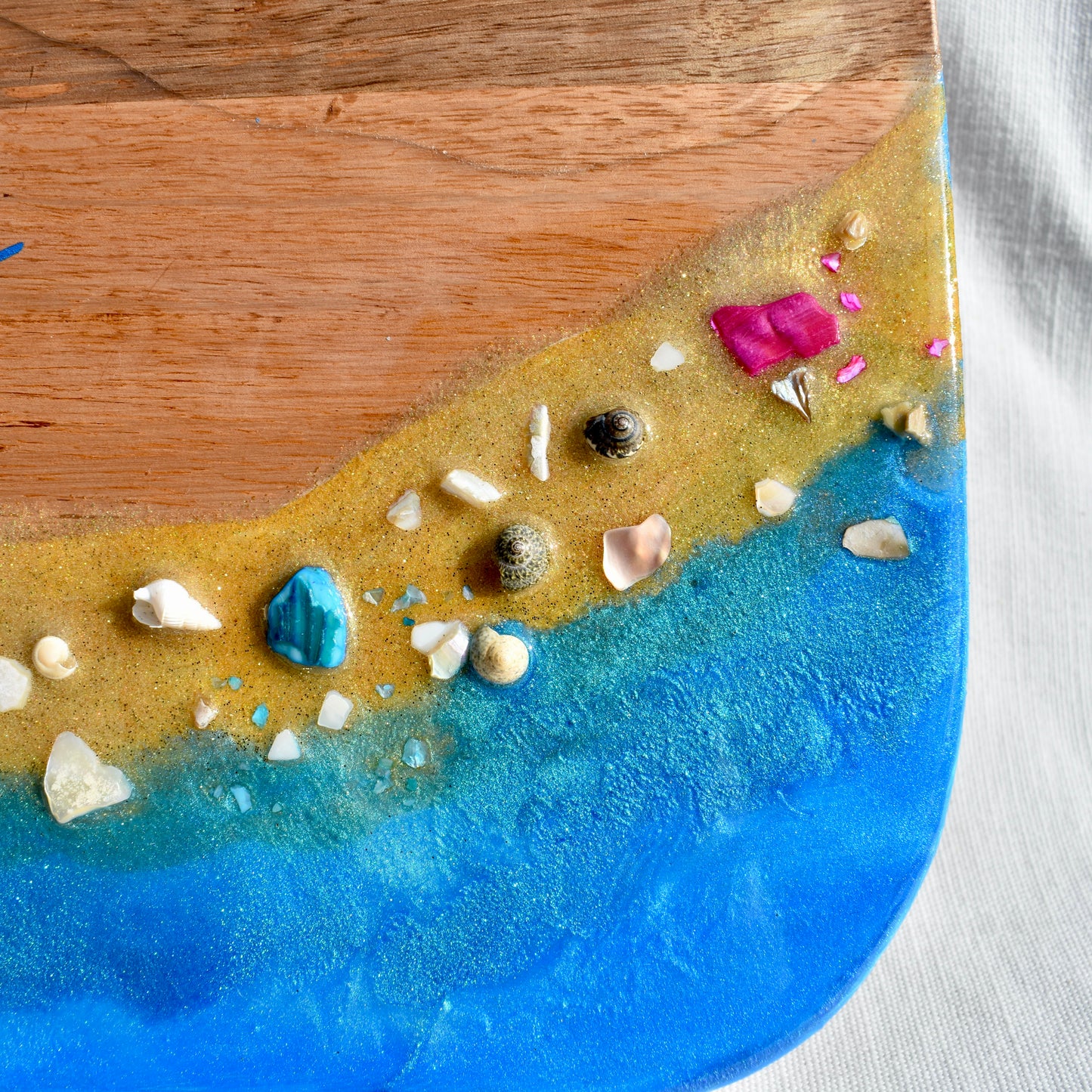 Personalized Beach Themed Charcuterie Board w Coasters • 9-Piece Beach Themed Charcuterie & Coaster Set