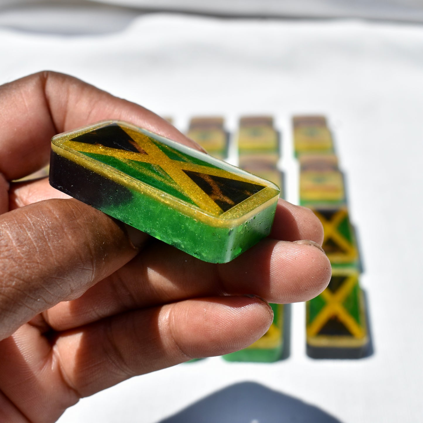 Jamaican Themed Dominoes • Jamaican Flag Dominos • Double Six Dominos Set