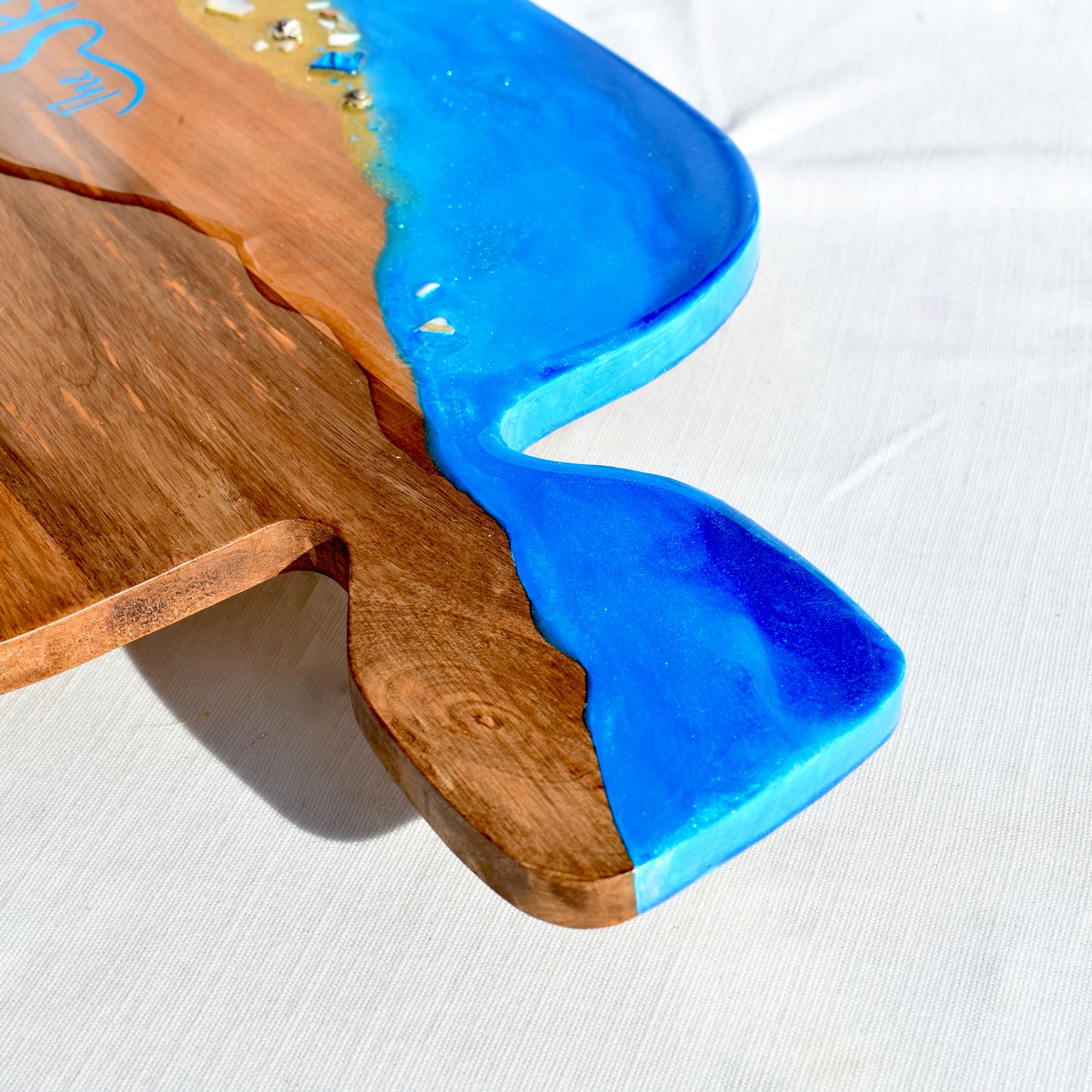 Personalized Beach Themed Charcuterie Board w Coasters • 9-Piece Beach Themed Charcuterie & Coaster Set