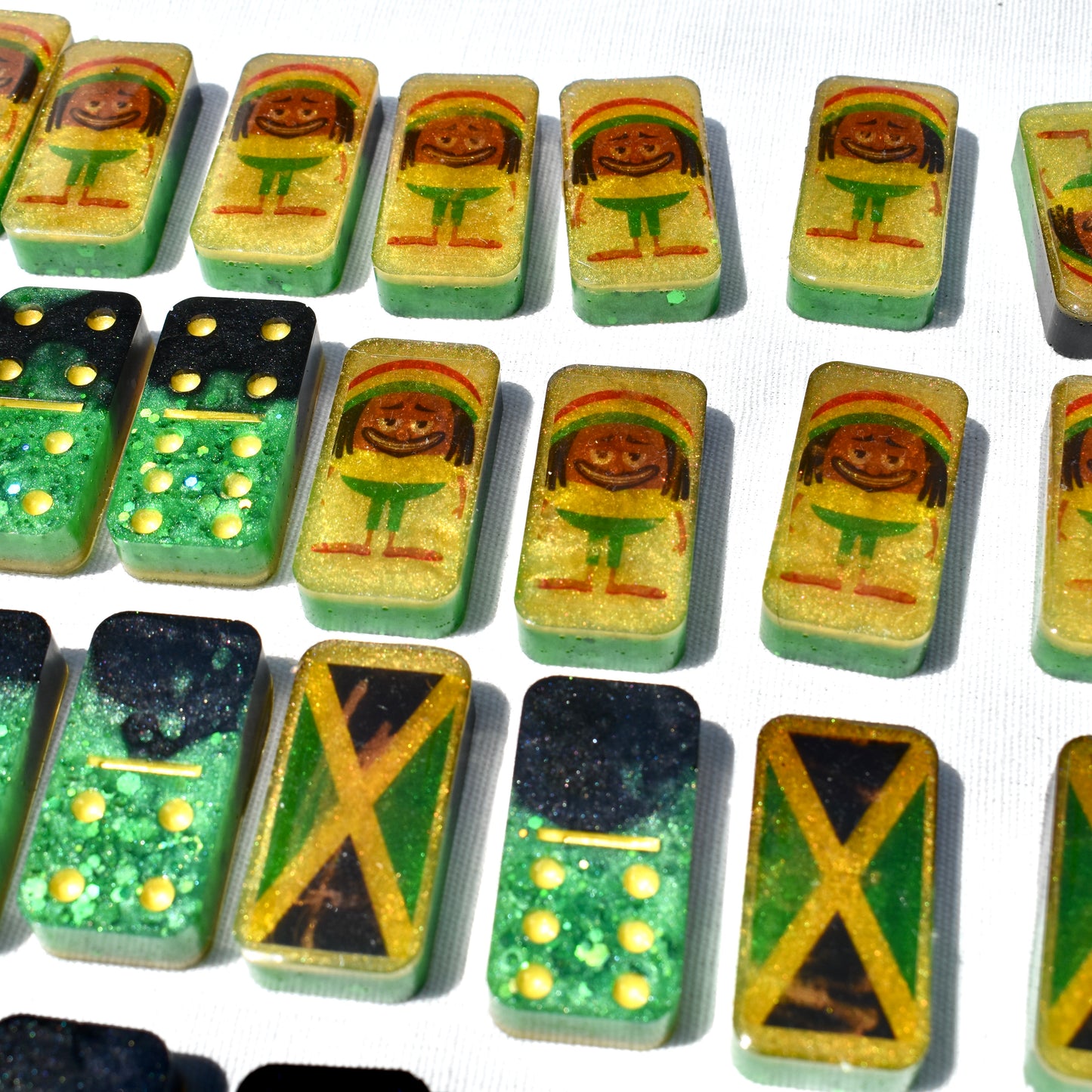Jamaican Themed Dominoes • Jamaican Flag Dominos • Double Six Dominos Set