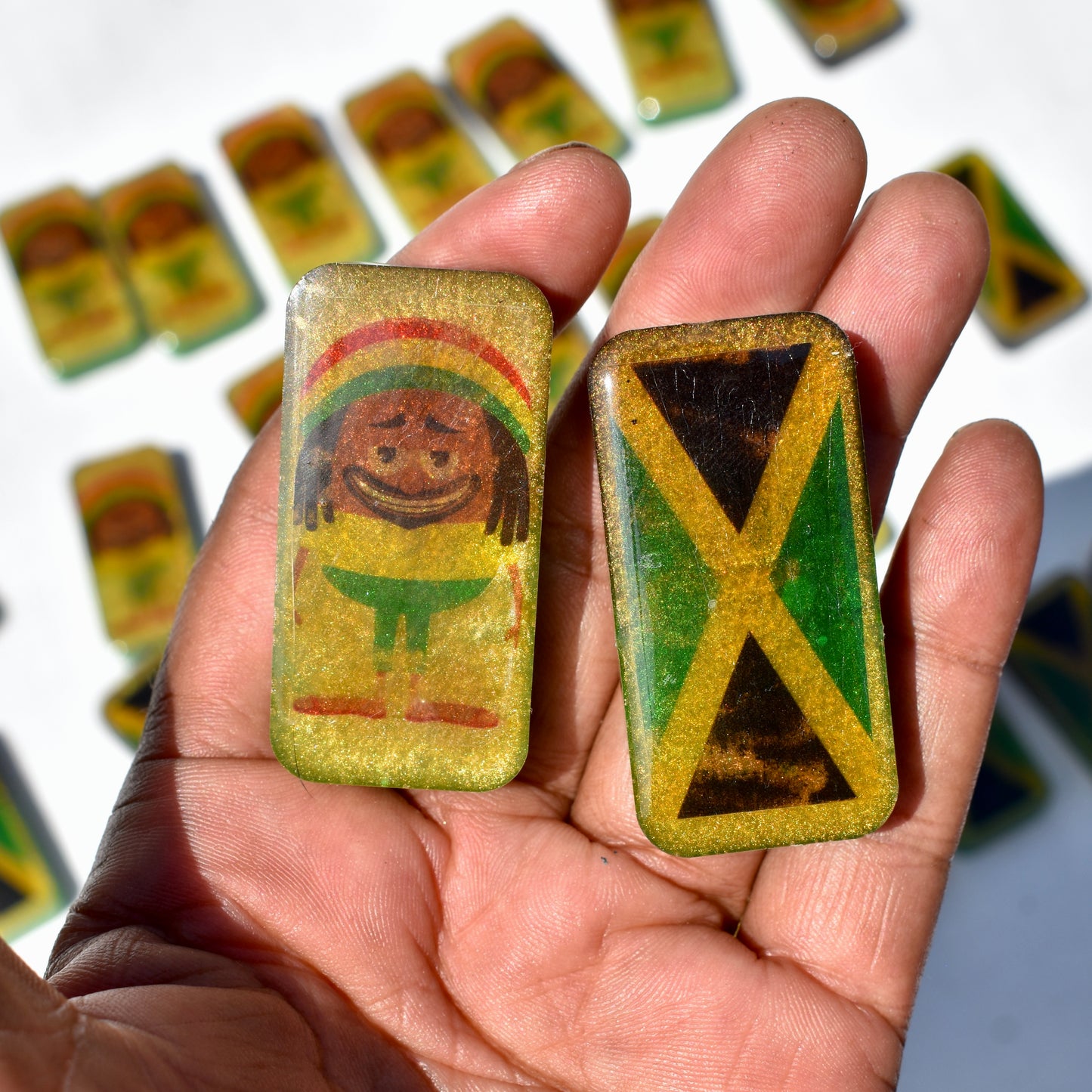 Jamaican Themed Dominoes • Jamaican Flag Dominos • Double Six Dominos Set