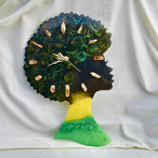 Jamaican Wall Clock • Afro Lady Wall Clock