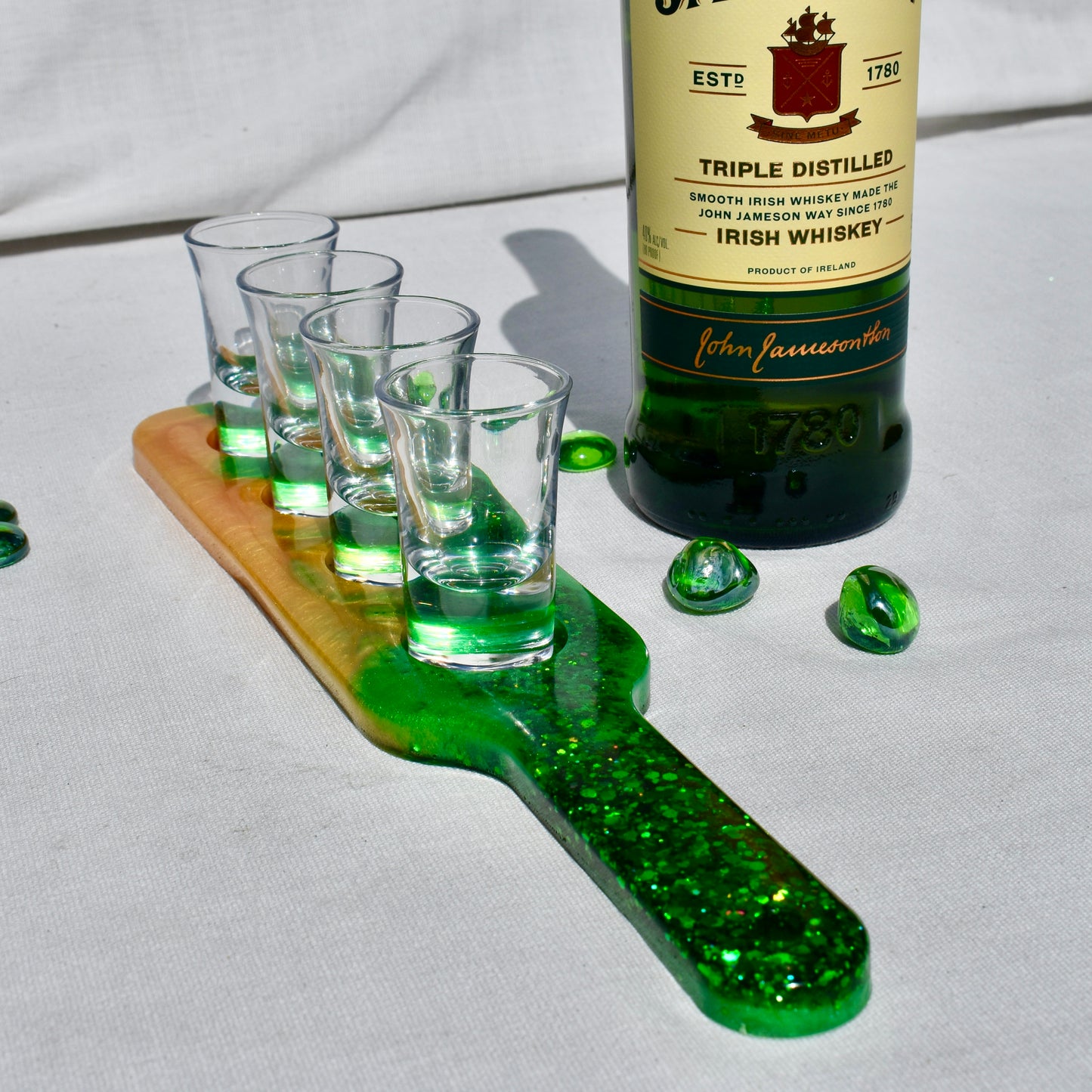 Irish Themed Shot Glass Paddle - 🍀Green & Gold Shot Glass Holder – Beer Flight