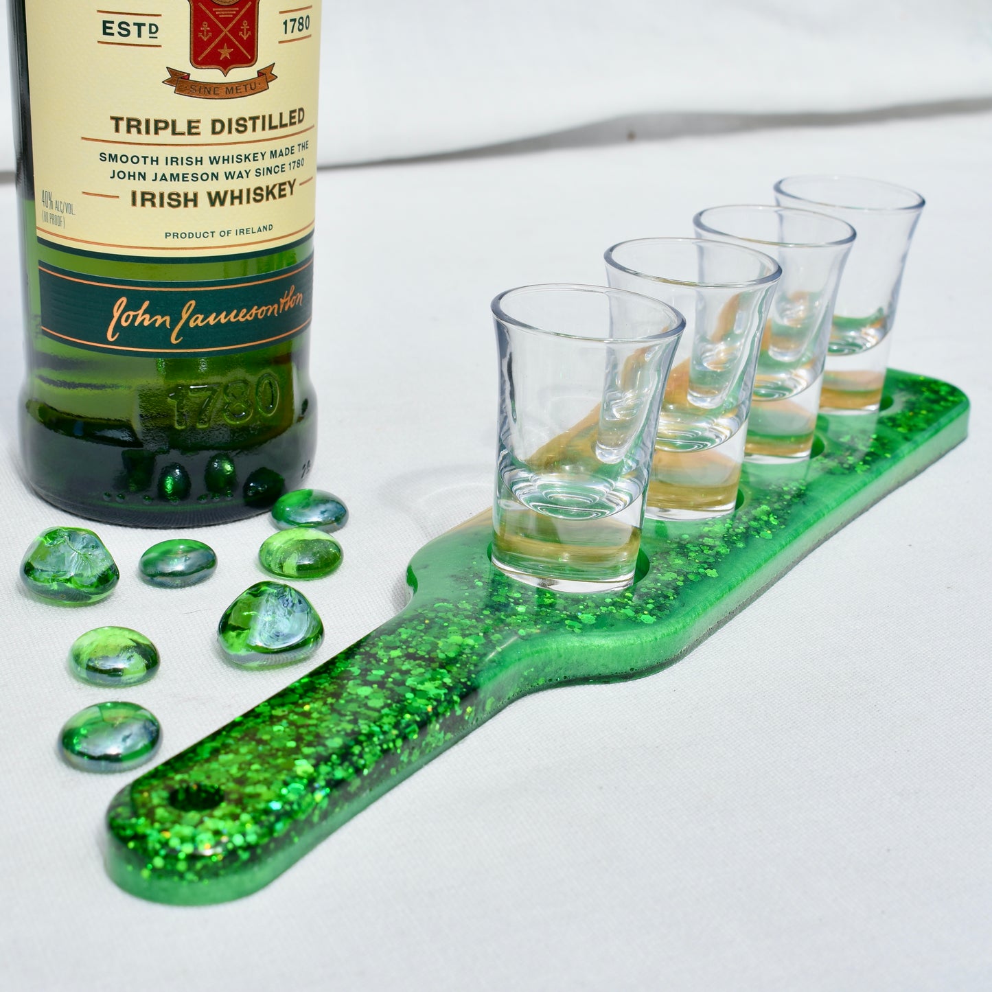 Irish Themed Shot Glass Paddle - 🍀Green & Gold Shot Glass Holder – Beer Flight