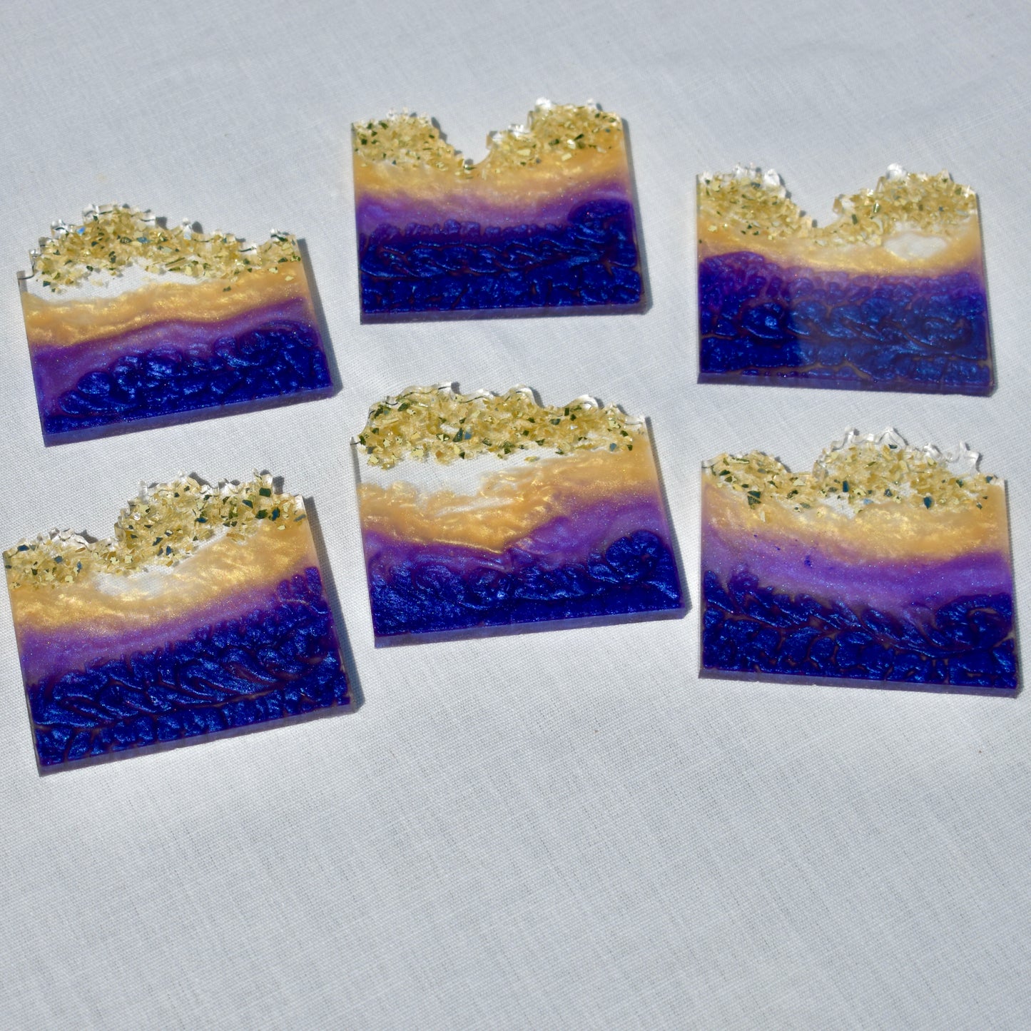 Elegant Wave Edge Resin Coasters • Holiday Coaster Set