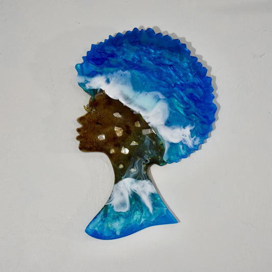 Beach Themed Afro Lady Wall Art • Home/Office Décor