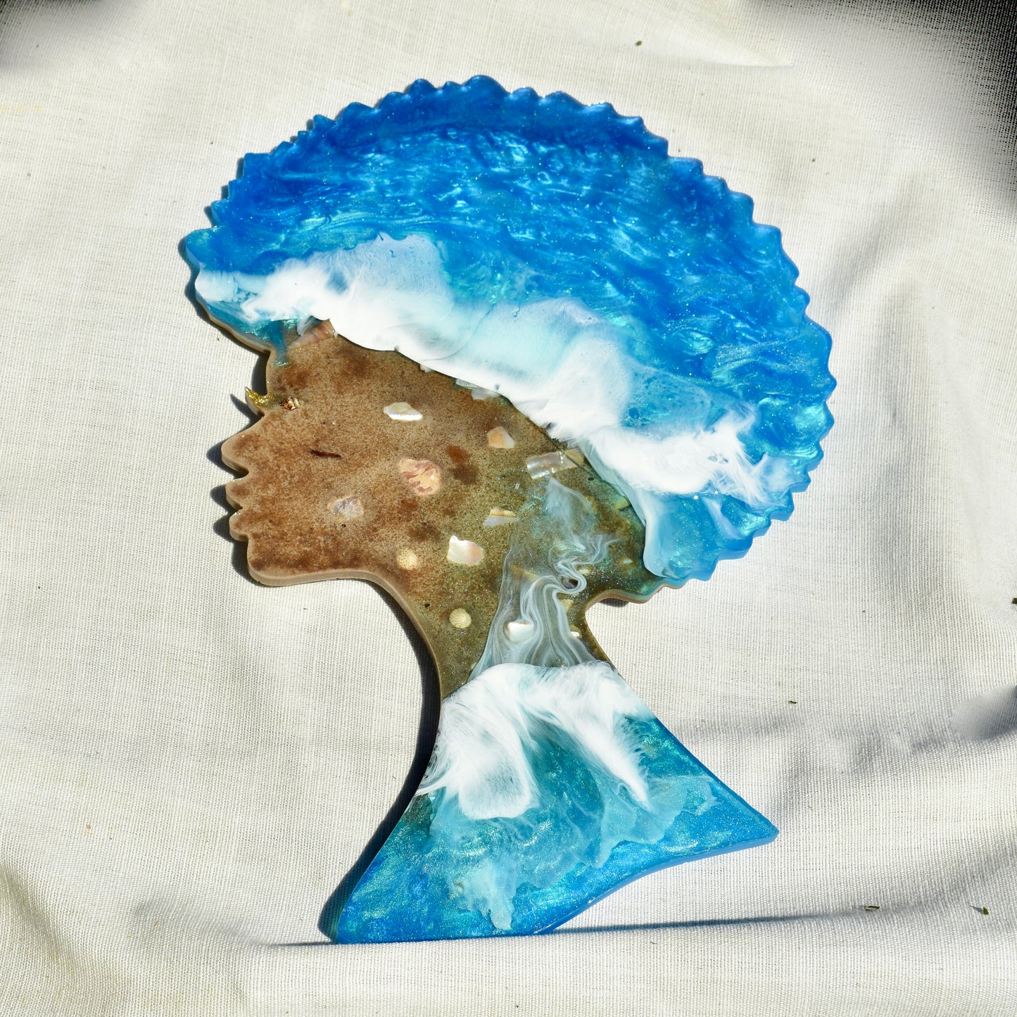 Beach Themed Afro Lady Wall Art • Home/Office Décor