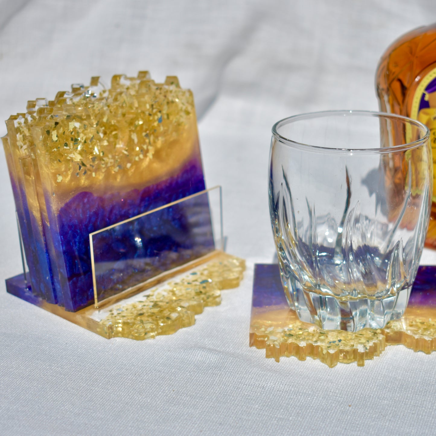 Elegant Wave Edge Resin Coasters • Holiday Coaster Set