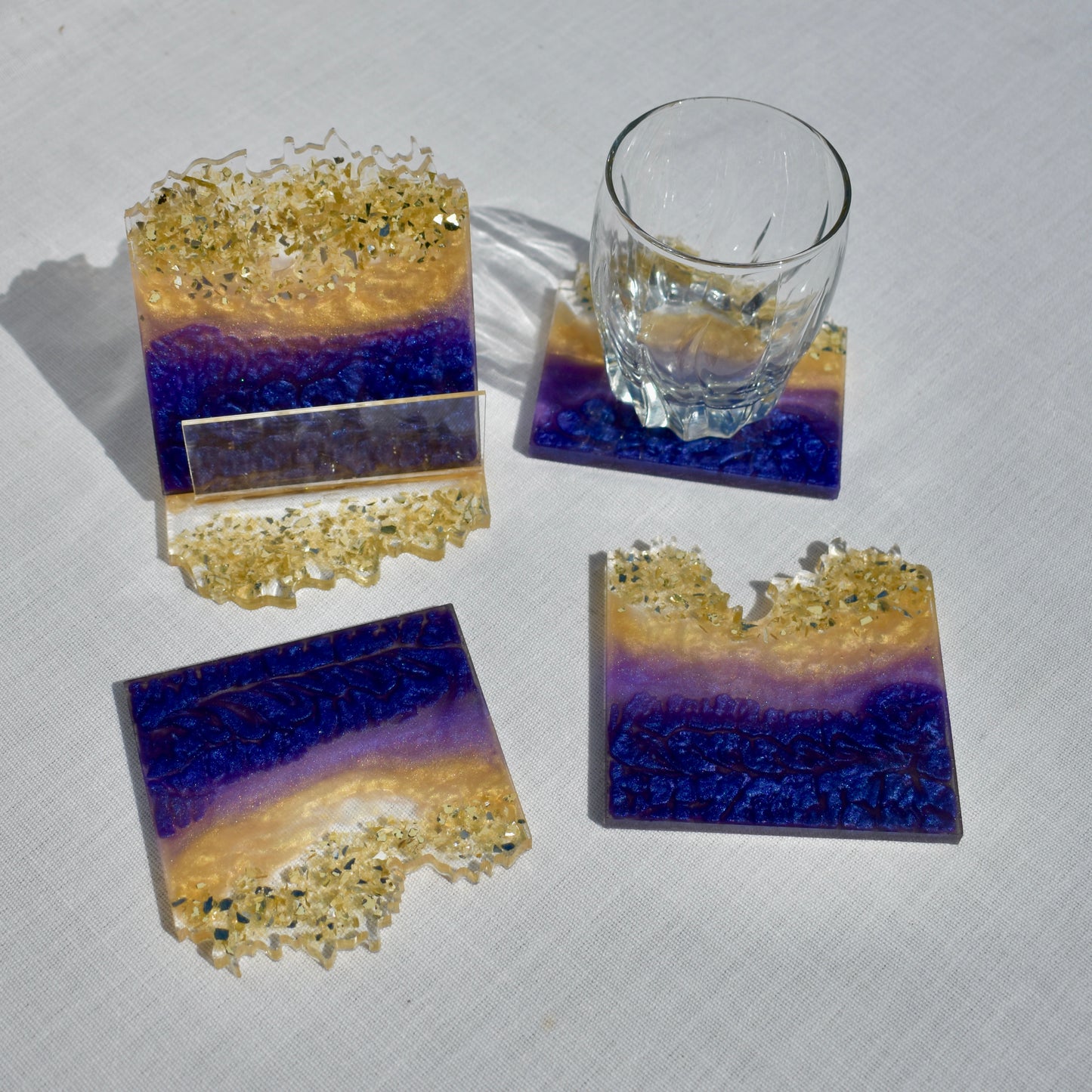 Elegant Wave Edge Resin Coasters • Holiday Coaster Set
