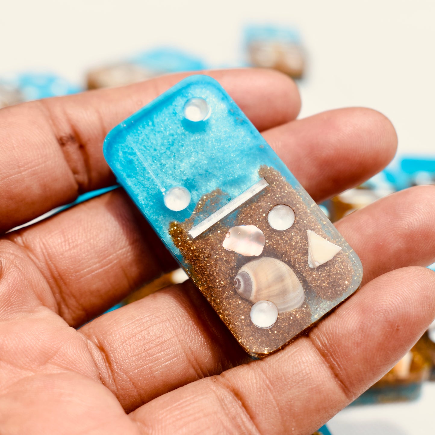 Beach Themed Domino Set • Ocean Dominoes Set • Tropical Dominoes Set • Double Six 28 Resin Dominoes