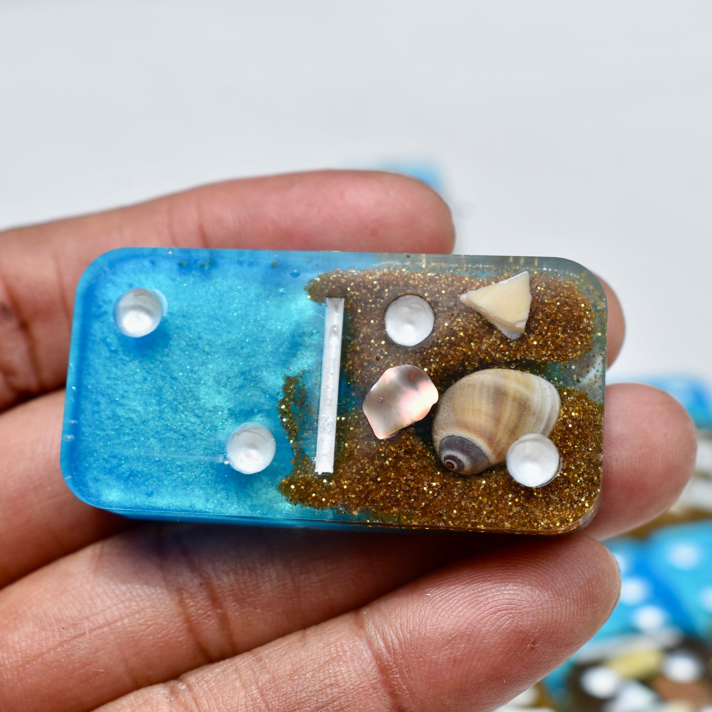 Beach Themed Domino Set • Ocean Dominoes Set • Tropical Dominoes Set • Double Six 28 Resin Dominoes