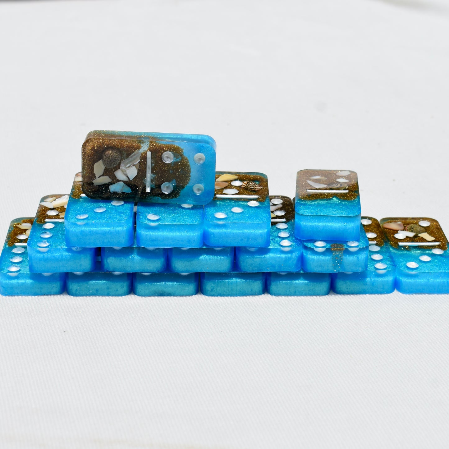 Beach Themed Domino Set • Ocean Dominoes Set • Tropical Dominoes Set • Double Six 28 Resin Dominoes