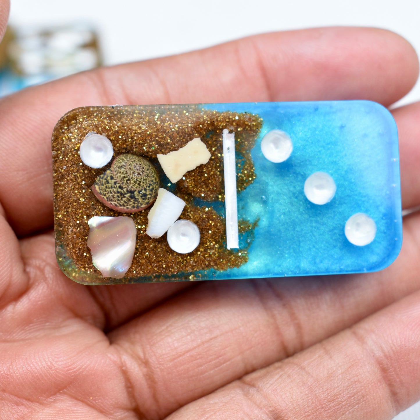 Beach Themed Domino Set • Ocean Dominoes Set • Tropical Dominoes Set • Double Six 28 Resin Dominoes