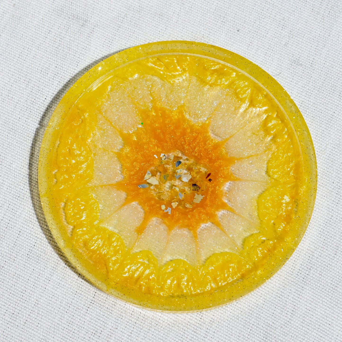 4 Lemon Yellow Flower Coasters • 4 Yellow 3D Coasters • Yellow Barware