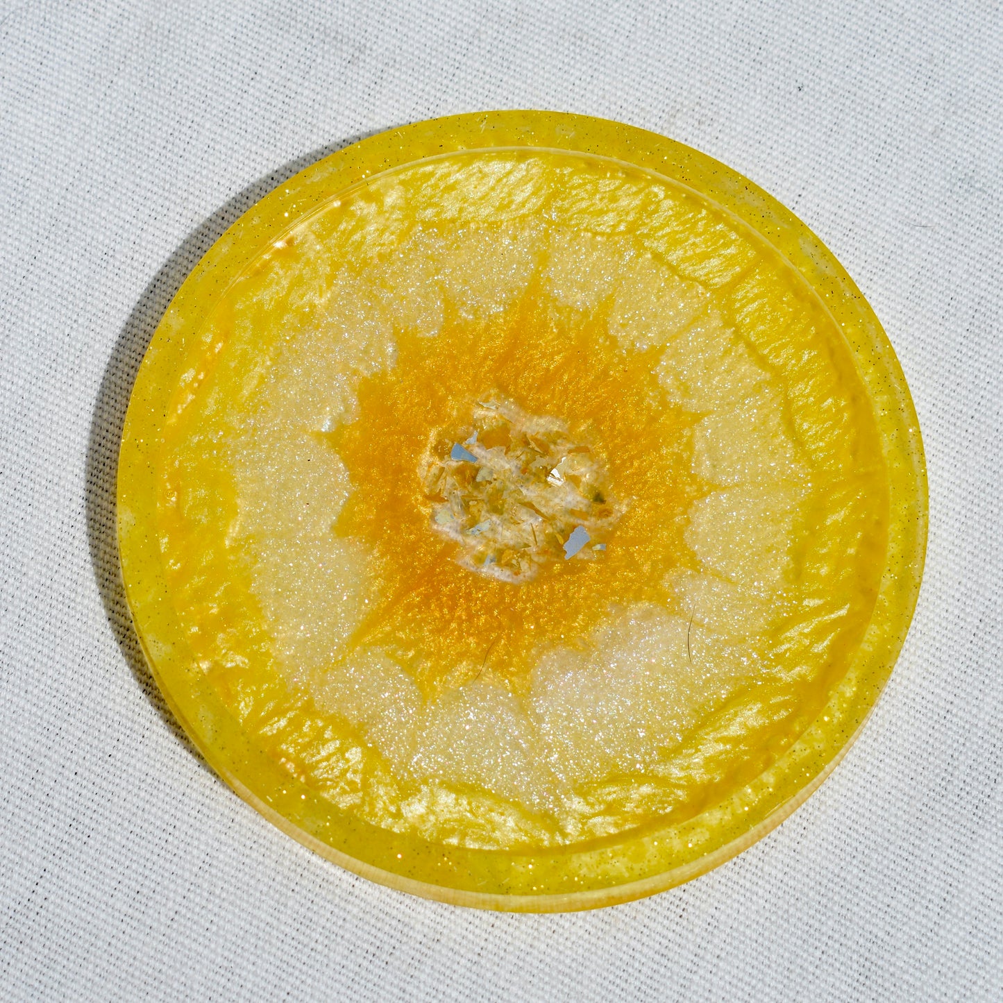 4 Lemon Yellow Flower Coasters • 4 Yellow 3D Coasters • Yellow Barware