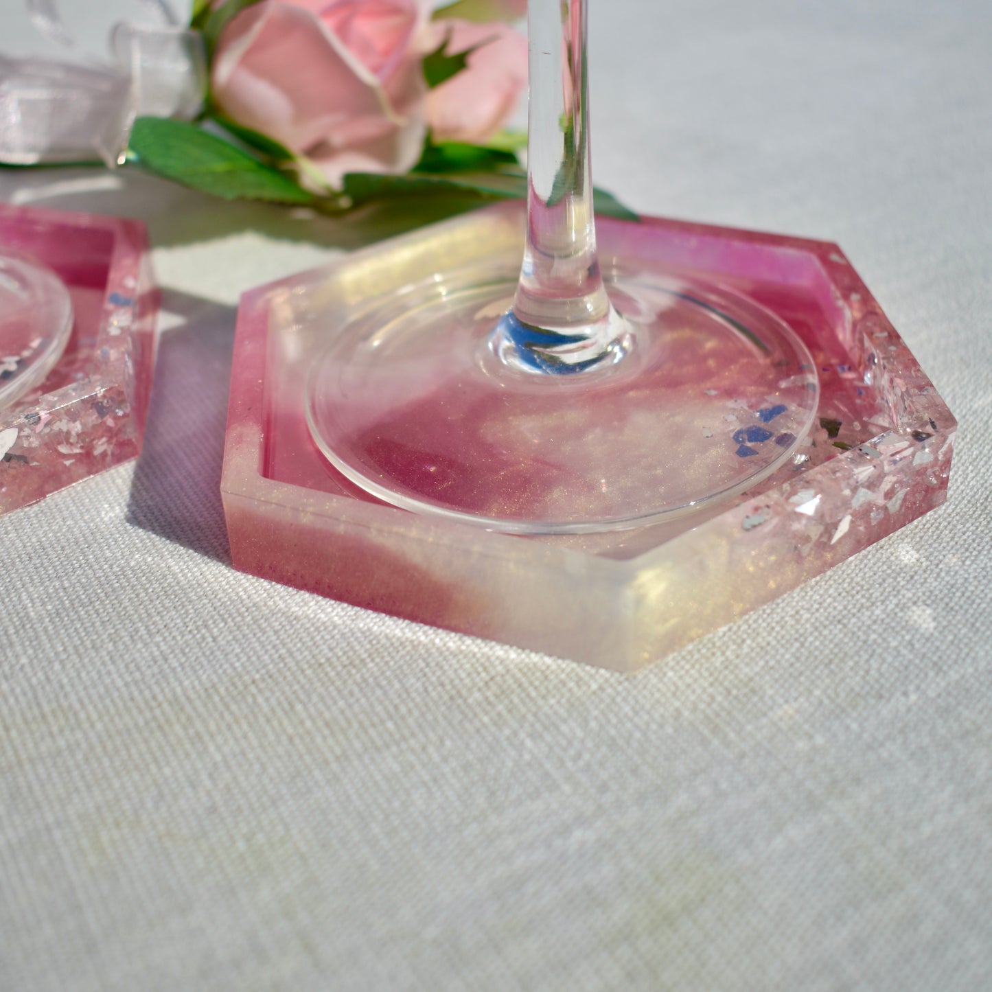 Romantic Rose Quartz Coasters & Snack Board Set