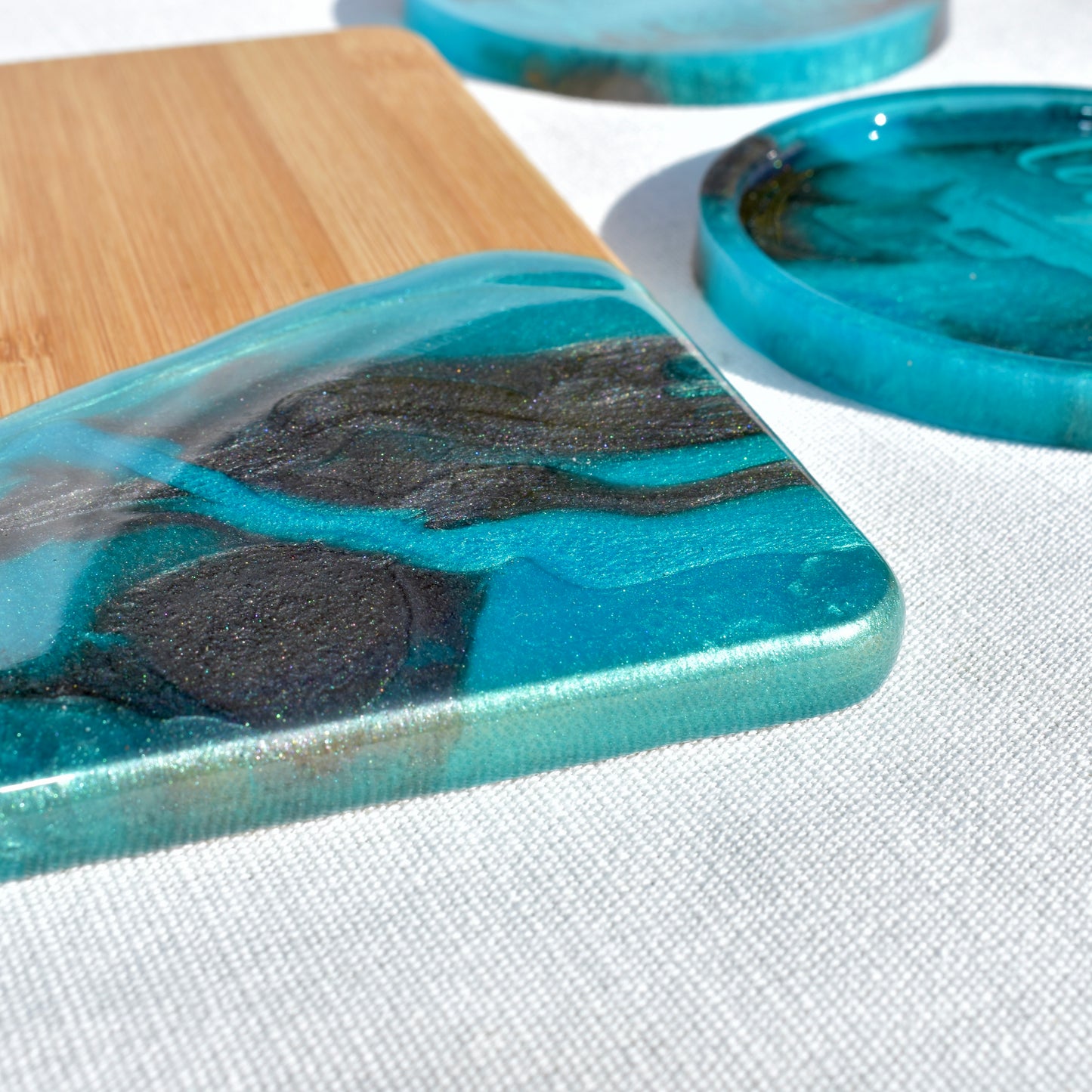 Women’s Firearm Coaster & Charcuterie Board Set • 2A 3-piece Coaster Set • Female Gun Lover Coasters & Snack Board Set