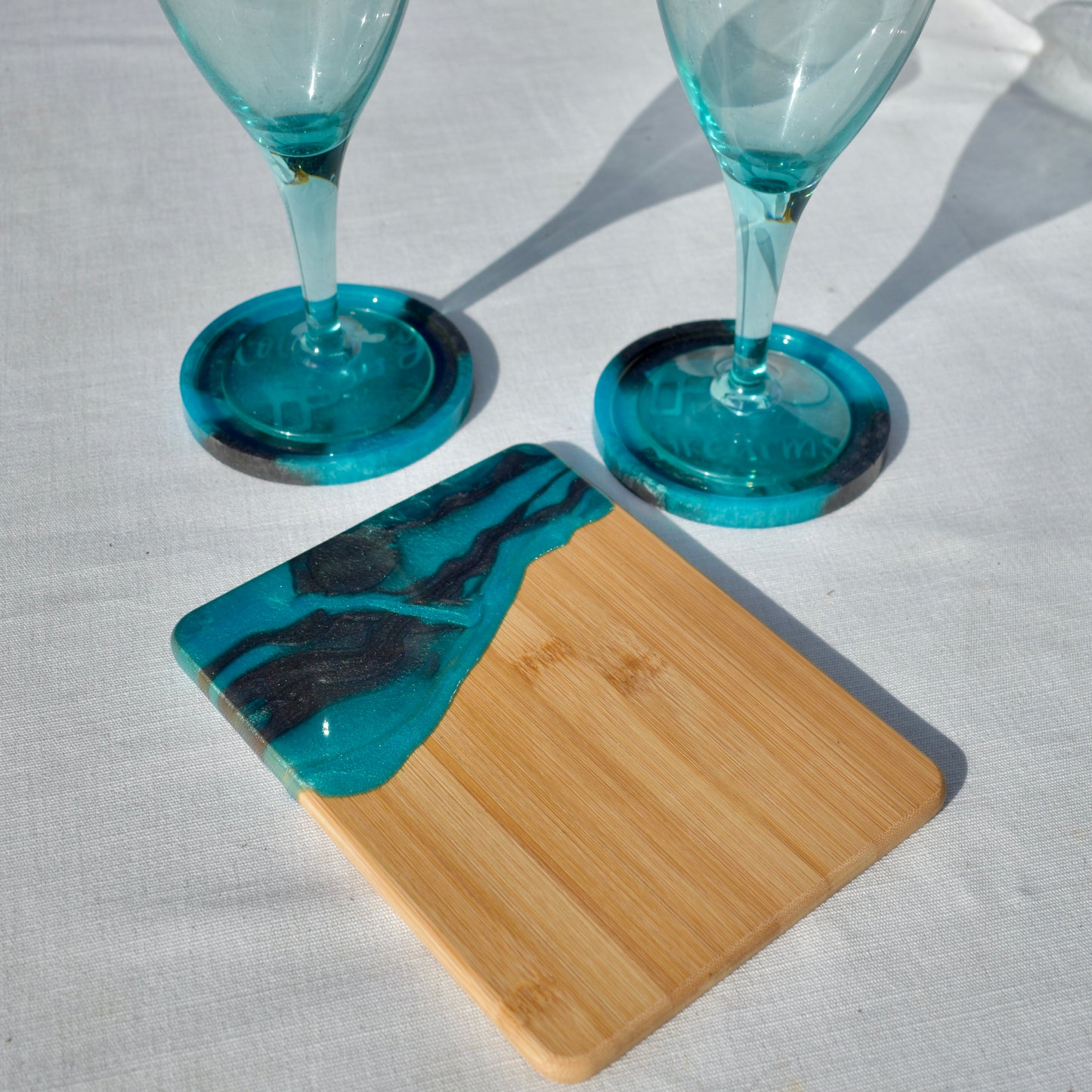 Women’s Firearm Coaster & Charcuterie Board Set • 2A 3-piece Coaster Set • Female Gun Lover Coasters & Snack Board Set
