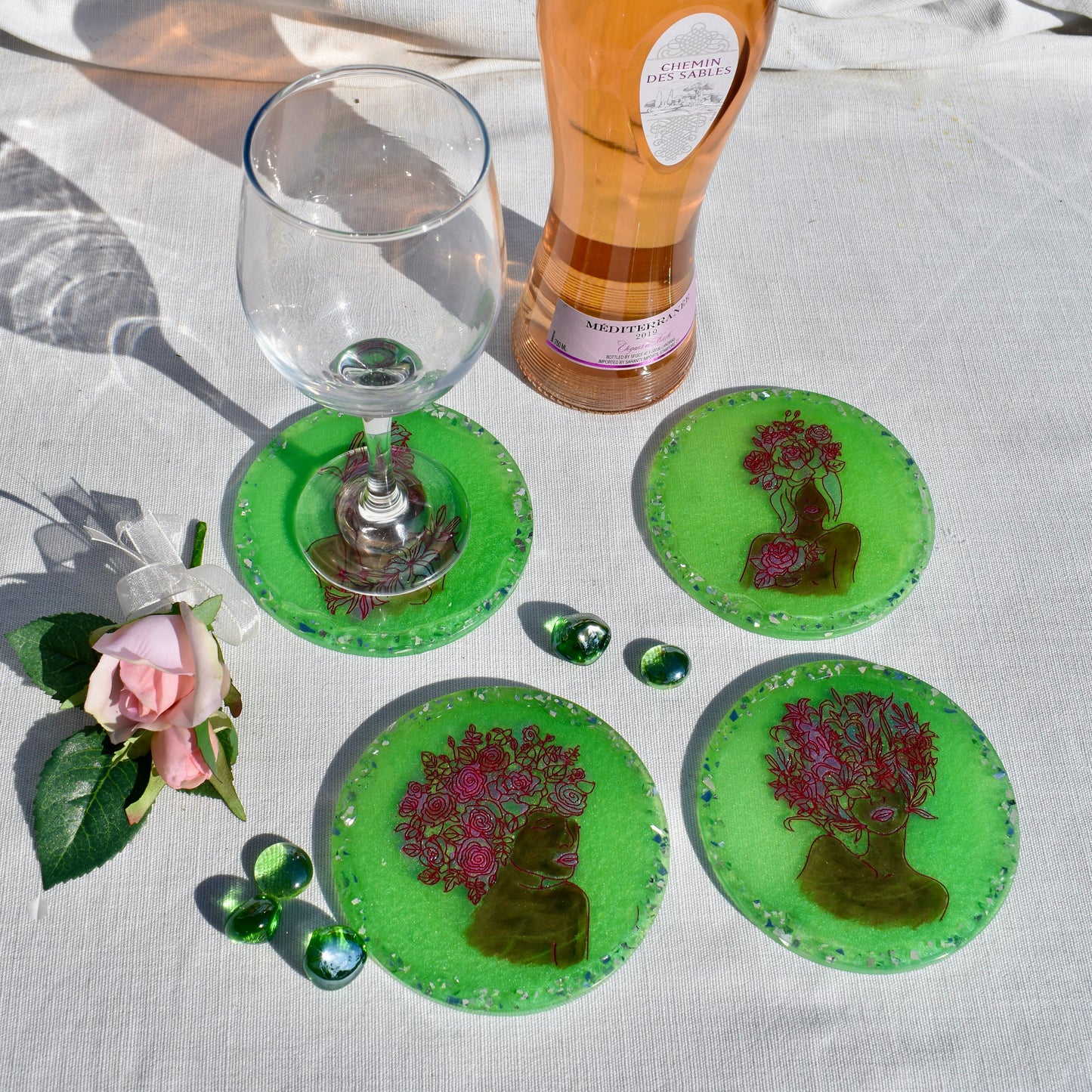 Female Floral Line Art Coasters • Women’s History Month Coasters • Shero Coasters (Asst. Colors)