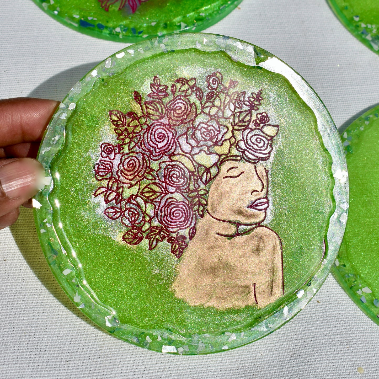 Female Floral Line Art Coasters • Women’s History Month Coasters • Shero Coasters (Asst. Colors)