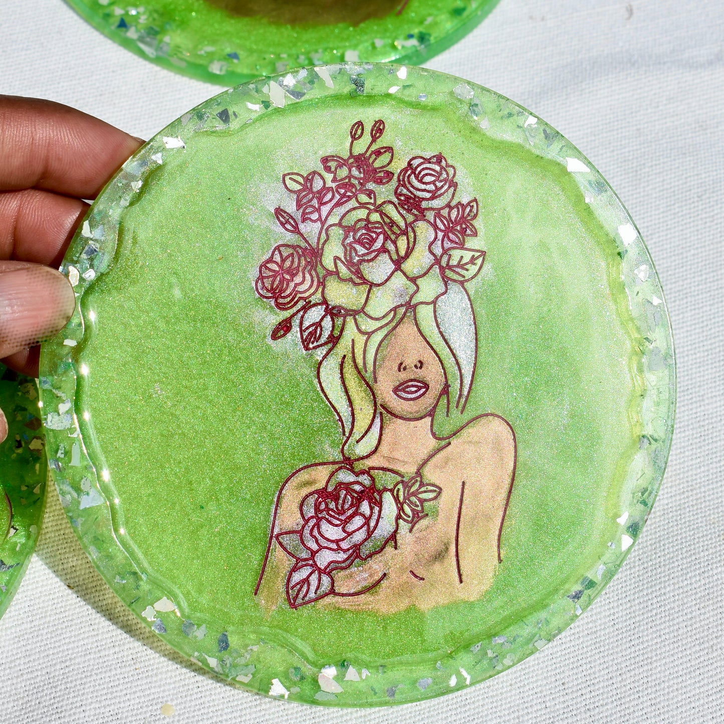 Female Floral Line Art Coasters • Women’s History Month Coasters • Shero Coasters (Asst. Colors)