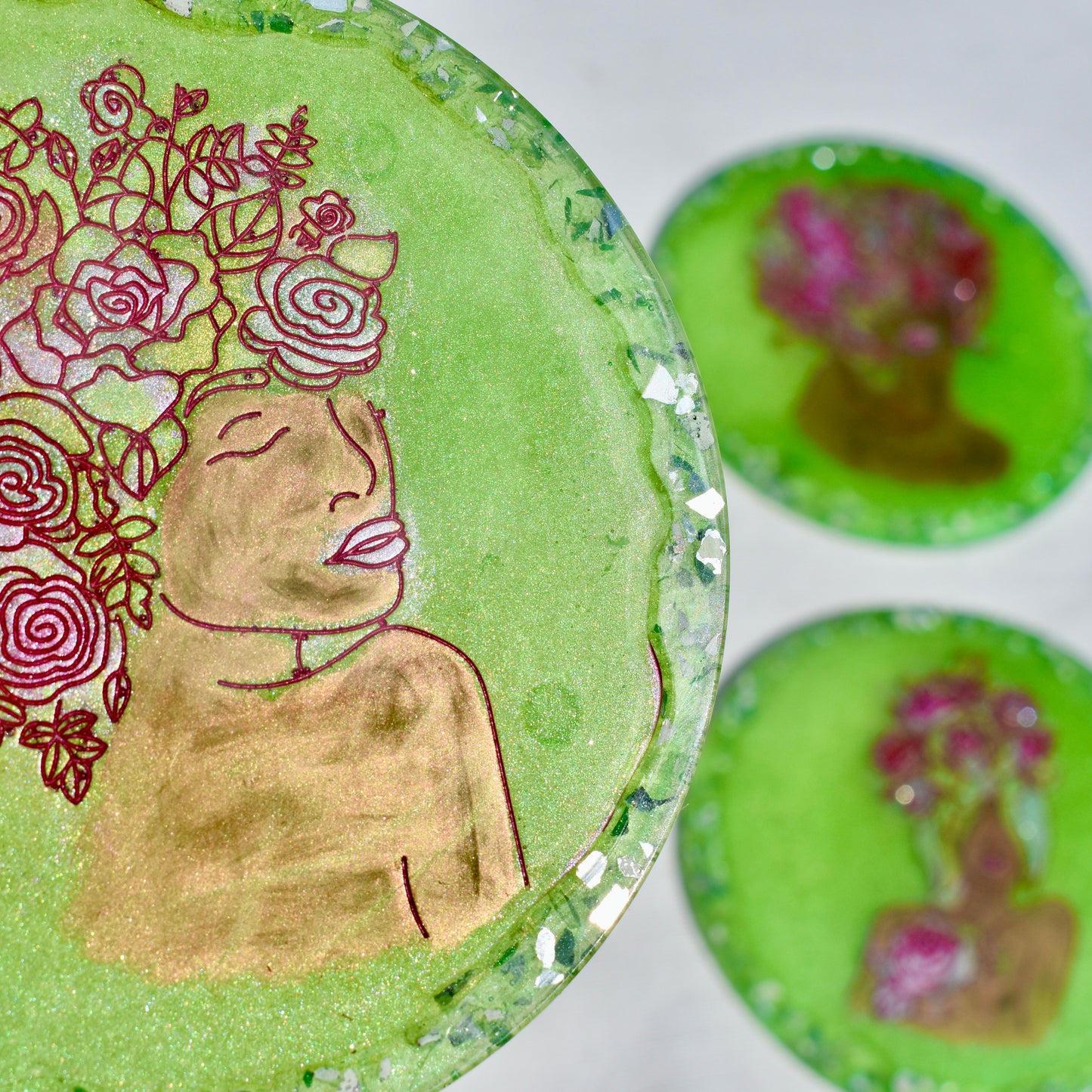 Female Floral Line Art Coasters • Women’s History Month Coasters • Shero Coasters (Asst. Colors)