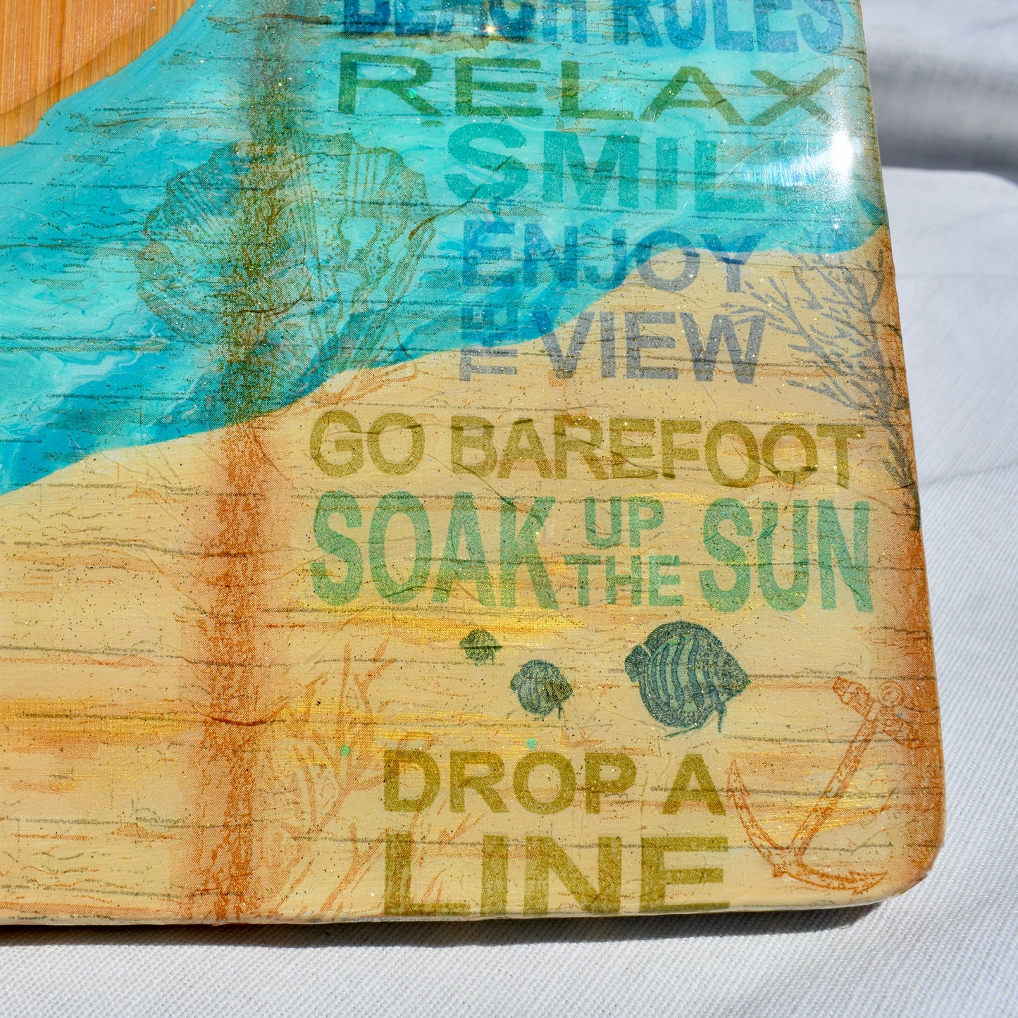 Beach Rules Charcuterie Board • Beach Vibe Charcuterie Board • Bamboo Beach Themed Serving Tray