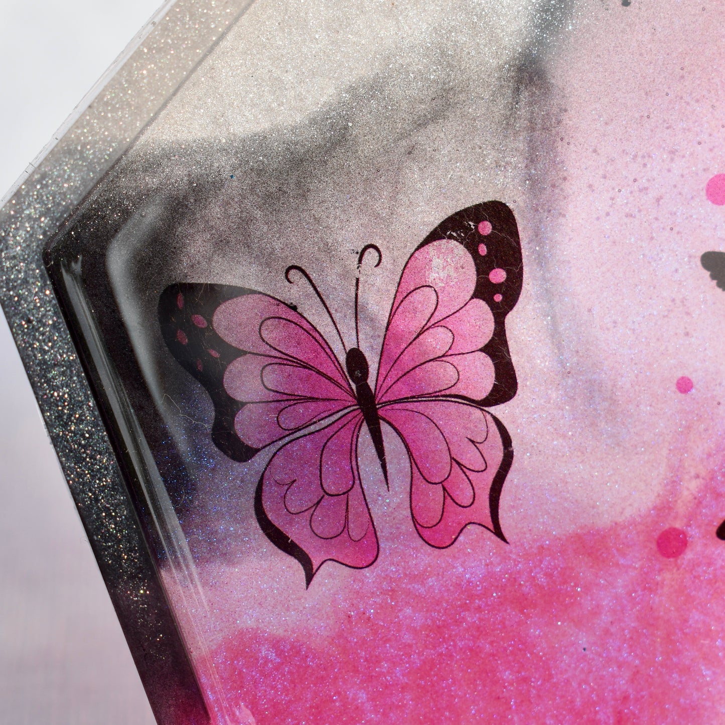Butterfly Hexagon Coasters (Set of 4) • Pink & Black Butterfly Coaster Set