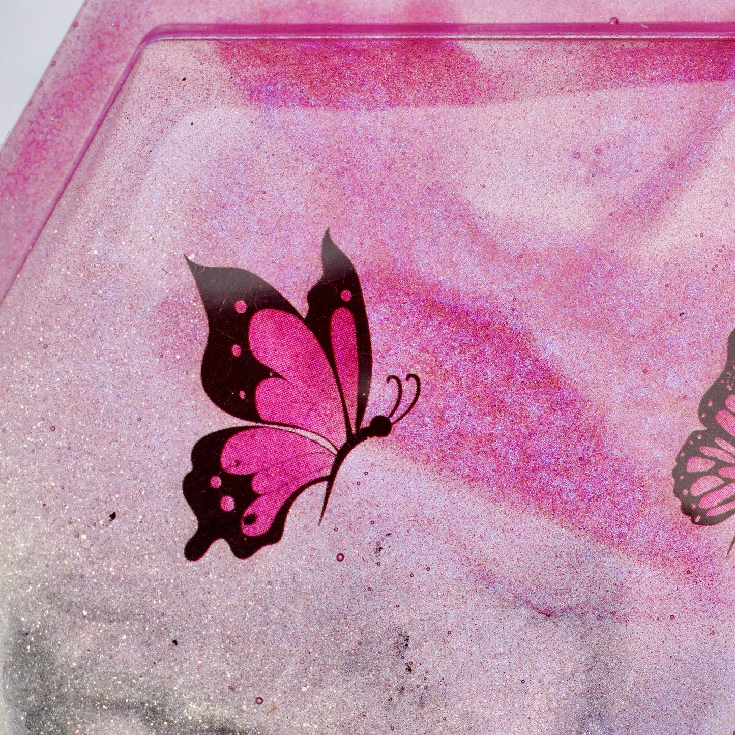 Butterfly Hexagon Coasters (Set of 4) • Pink & Black Butterfly Coaster Set