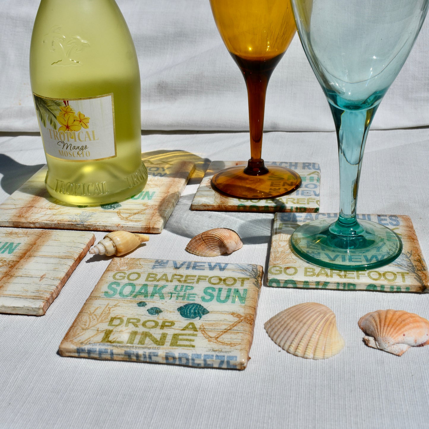 Beach Rules Ceramic Coasters ๐ Beach Lover Coasters Set ๐ Summer Vibes Coasters