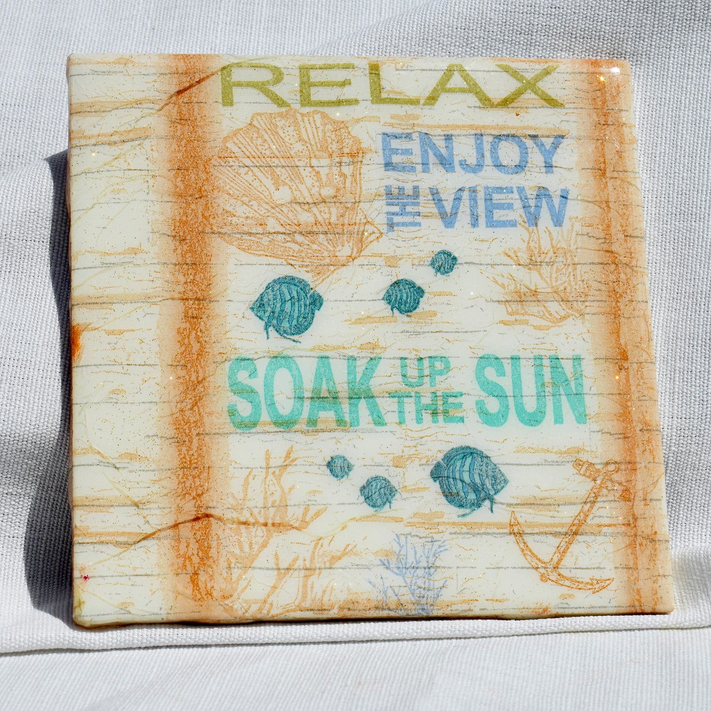 Beach Rules Ceramic Coasters ๐ Beach Lover Coasters Set ๐ Summer Vibes Coasters
