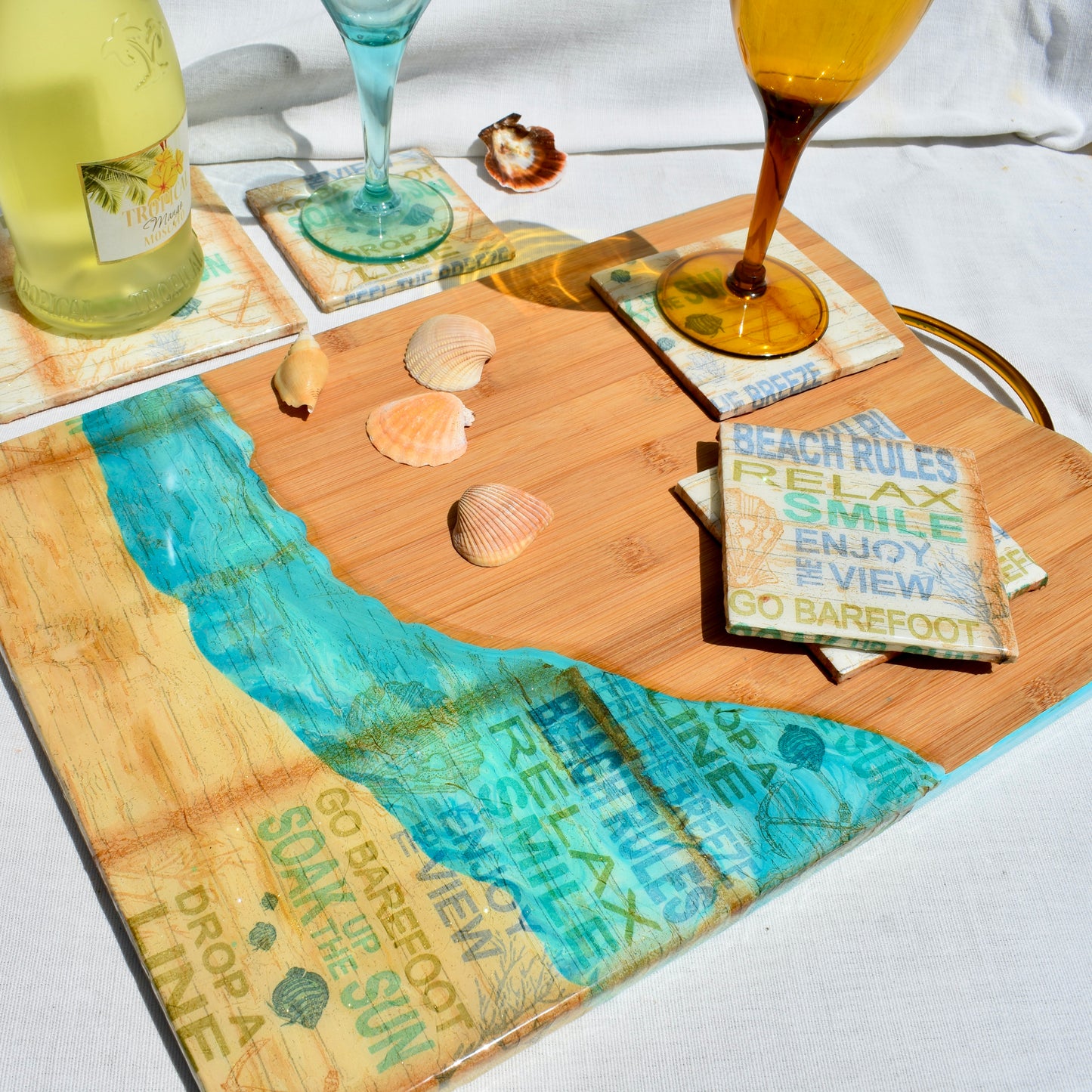 Beach Rules Ceramic Coasters ๐ Beach Lover Coasters Set ๐ Summer Vibes Coasters